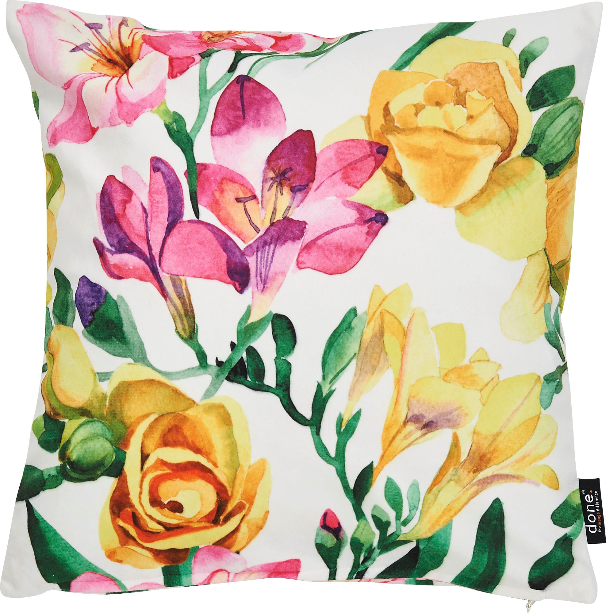 Dekokissen »Velour Print Freesia«, Beidseitig bedruckte Kissenhüle ohne Füllung, 1 Stück