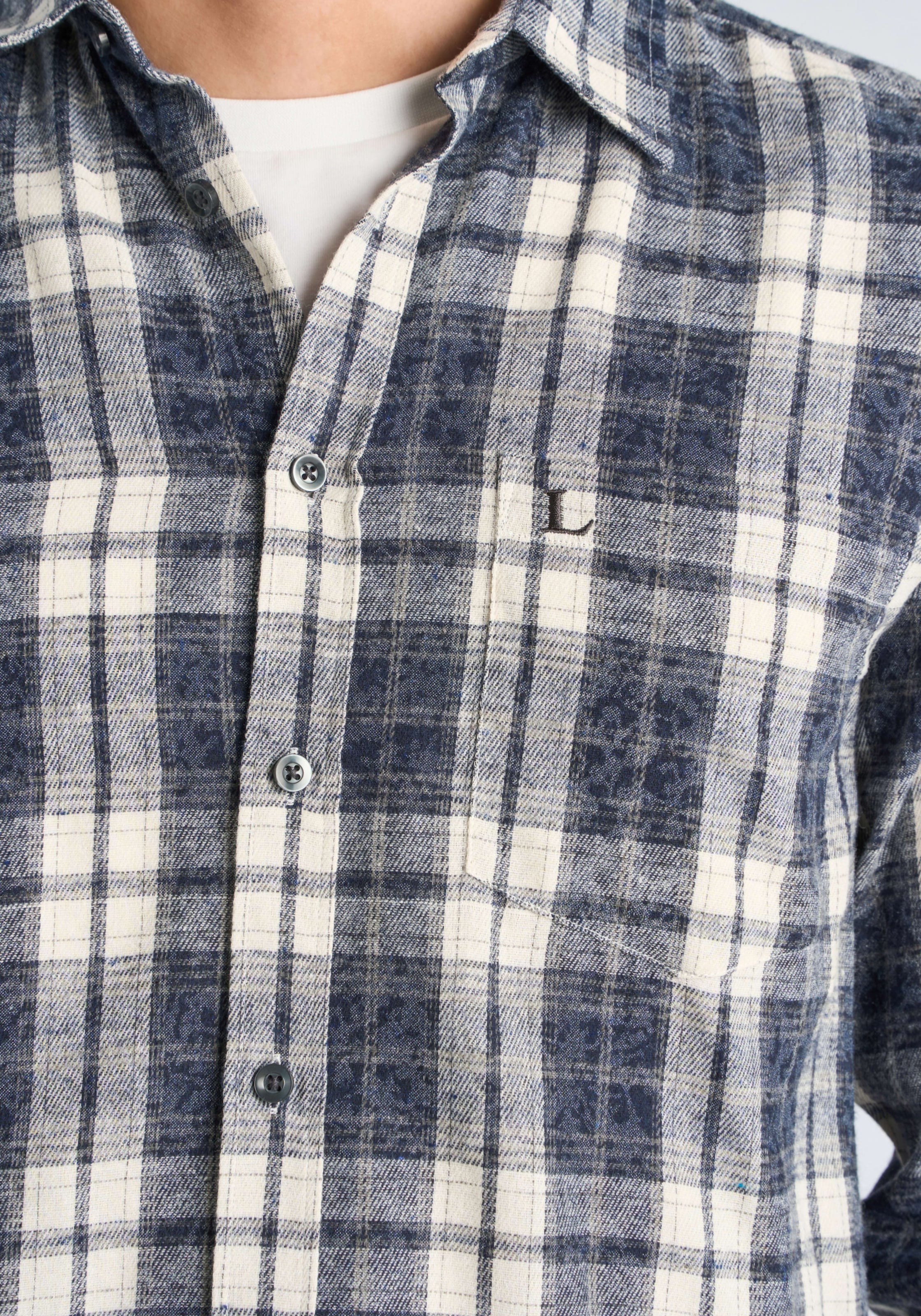 LINDBERGH Chemise à manches longues avec motif à carreaux / patte de boutons