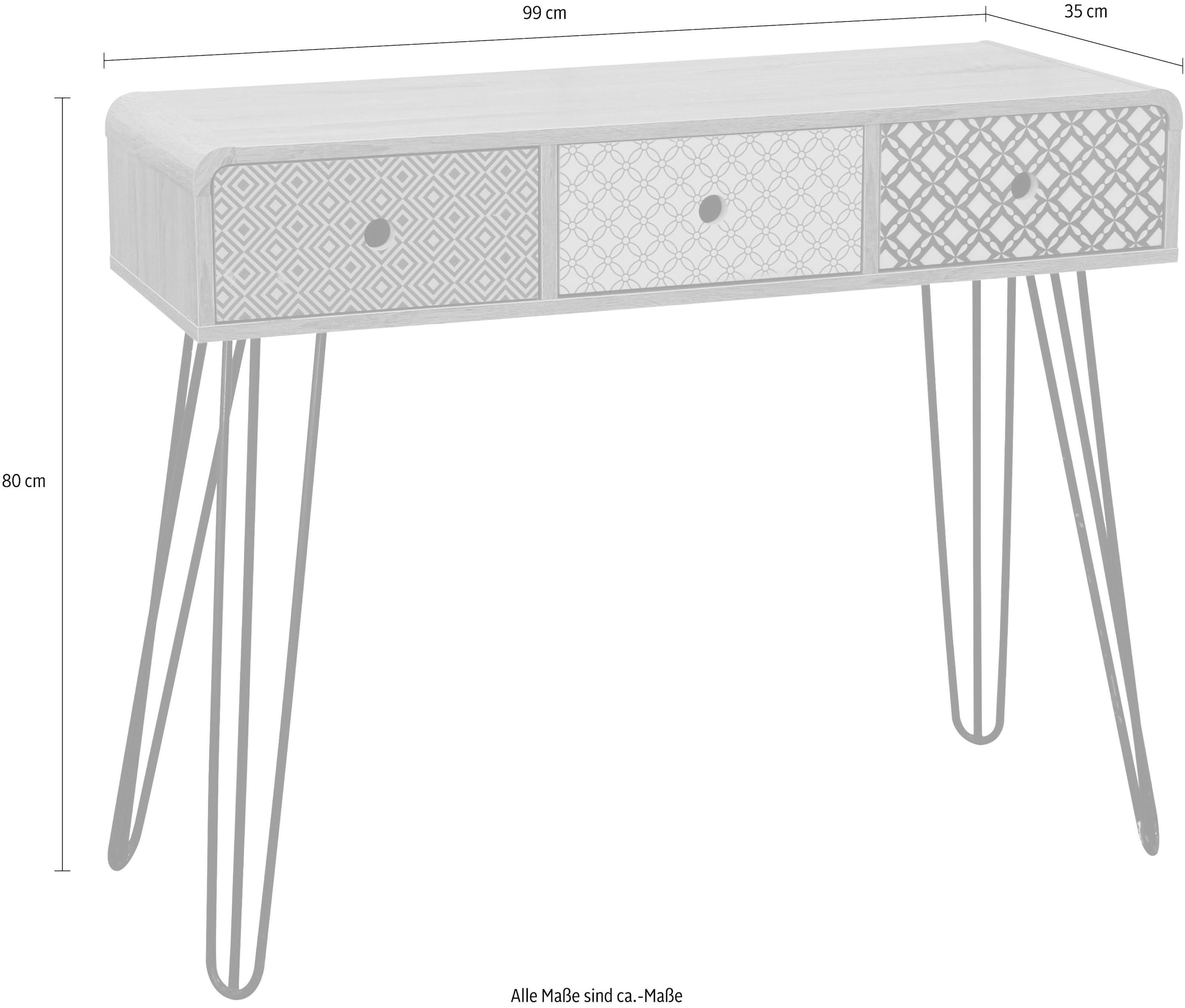 SIT Table console »Konsole– Scandi‑Shabby Chic Beistelltisch mit 3 Schubladen« table console tendance Scandi-Shabby-Chic avec 3 tiroirs