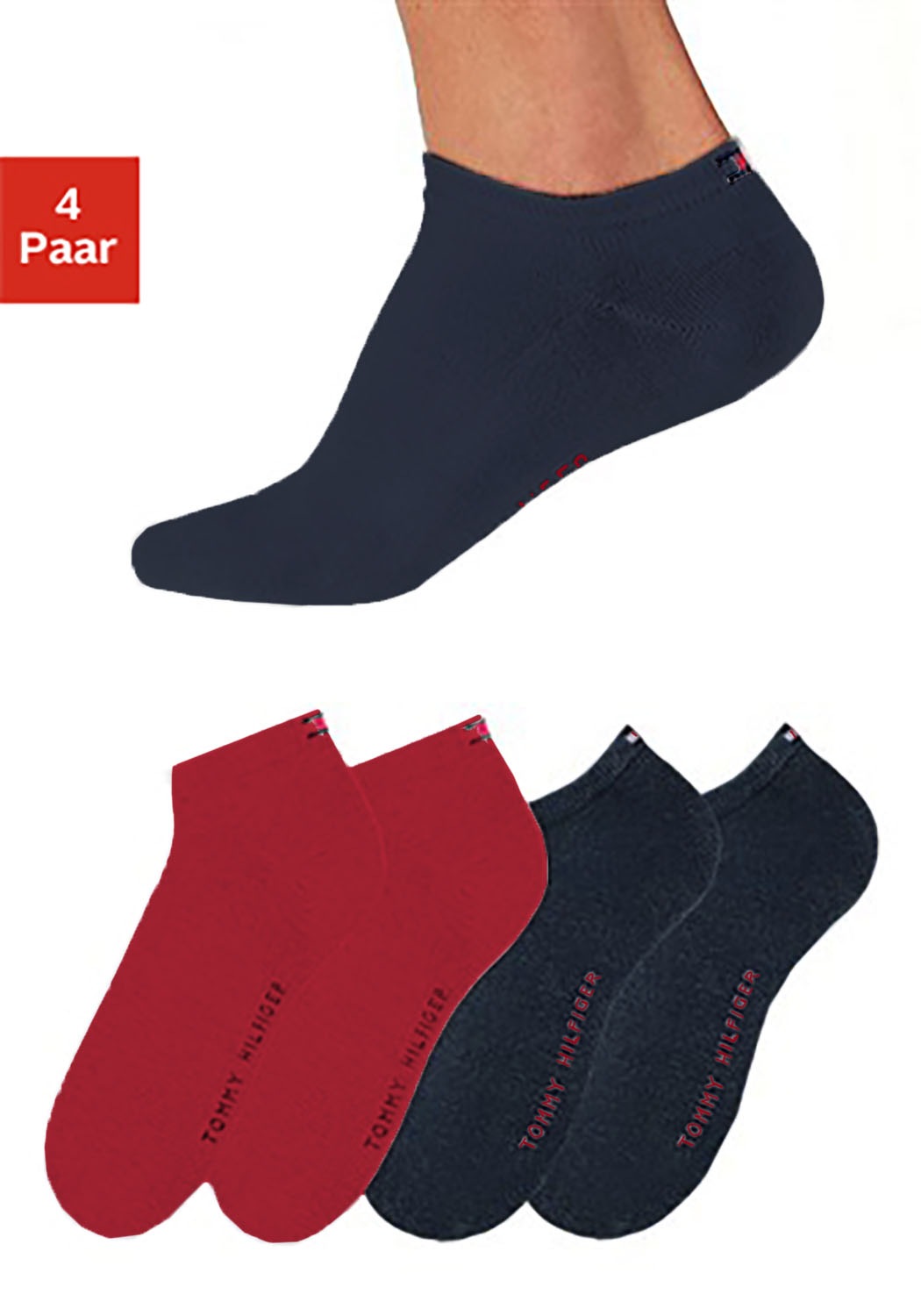 Image of Tommy Hilfiger Sneakersocken, (4 Paar), mit Markenlogo bei Ackermann Versand Schweiz