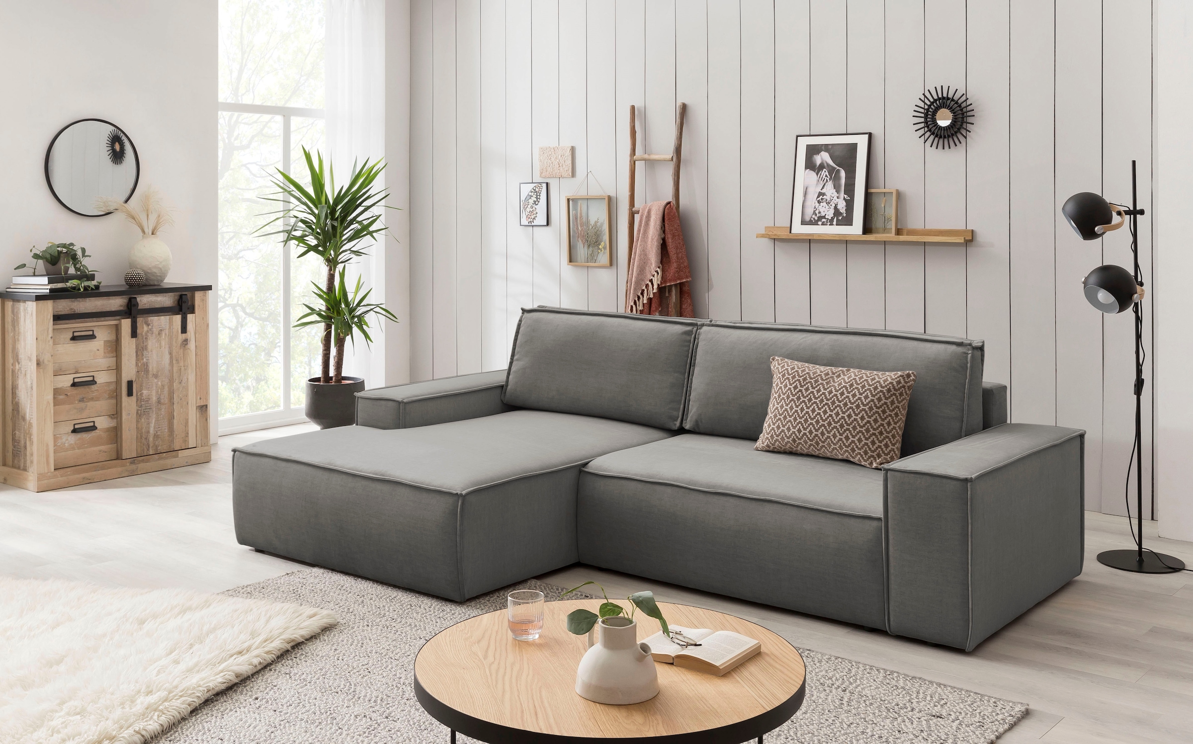 GOODproduct Ecksofa »SHERWOOD Samtvelours L-Form, 267 cm - OTTO. Verlässliche Qualität.« Schlaffunktion mit Bettkasten (210x136 cm), Cord, Vintage, Samtvelours