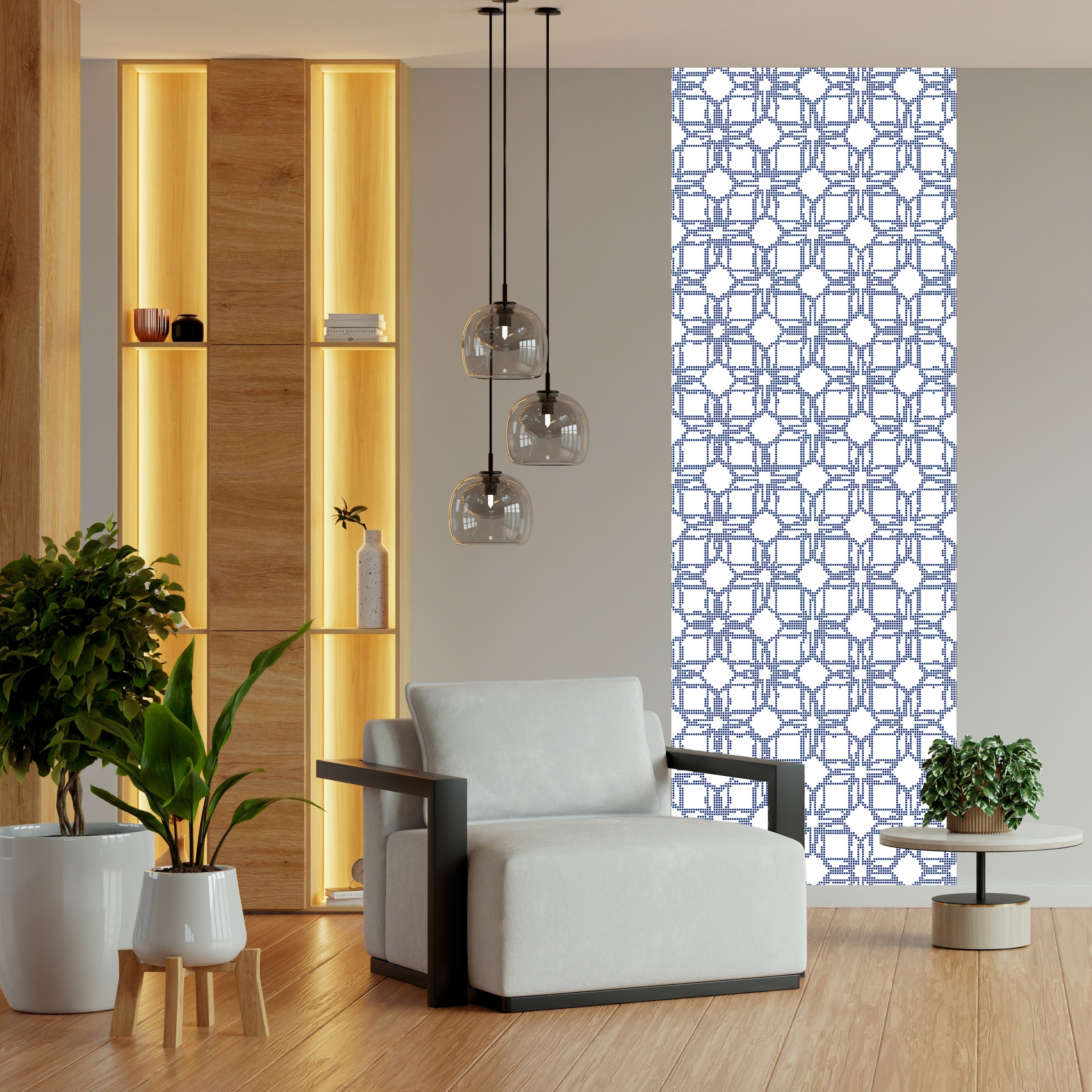 Image of queence Vinyltapete "Muster-Blau" Streifen glatt 90x250cm, selbstklebend, kinderleichte Anbringung, Sticker