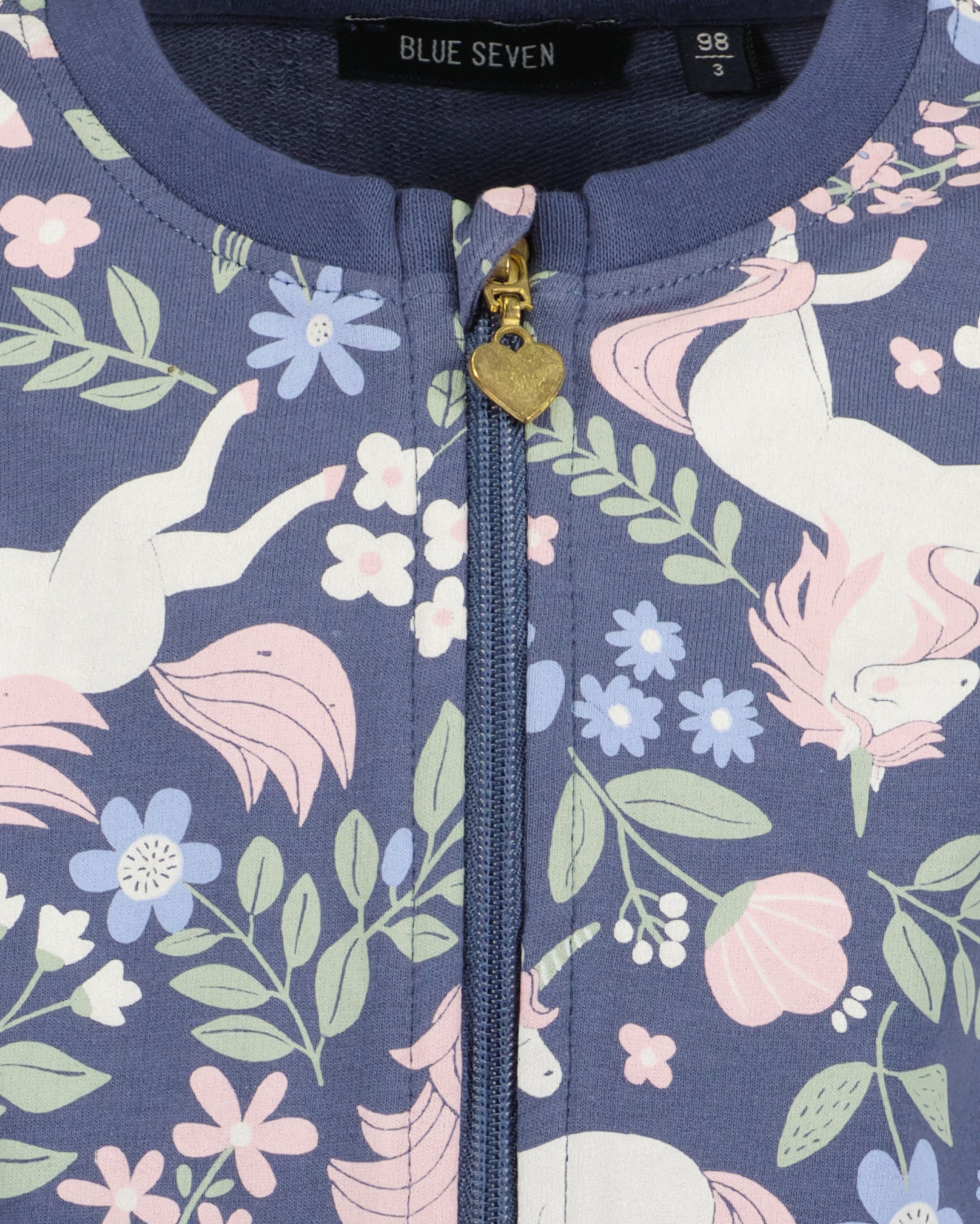 Blue Seven Sweatjacke, im floralem Einhorn-Alloverprint