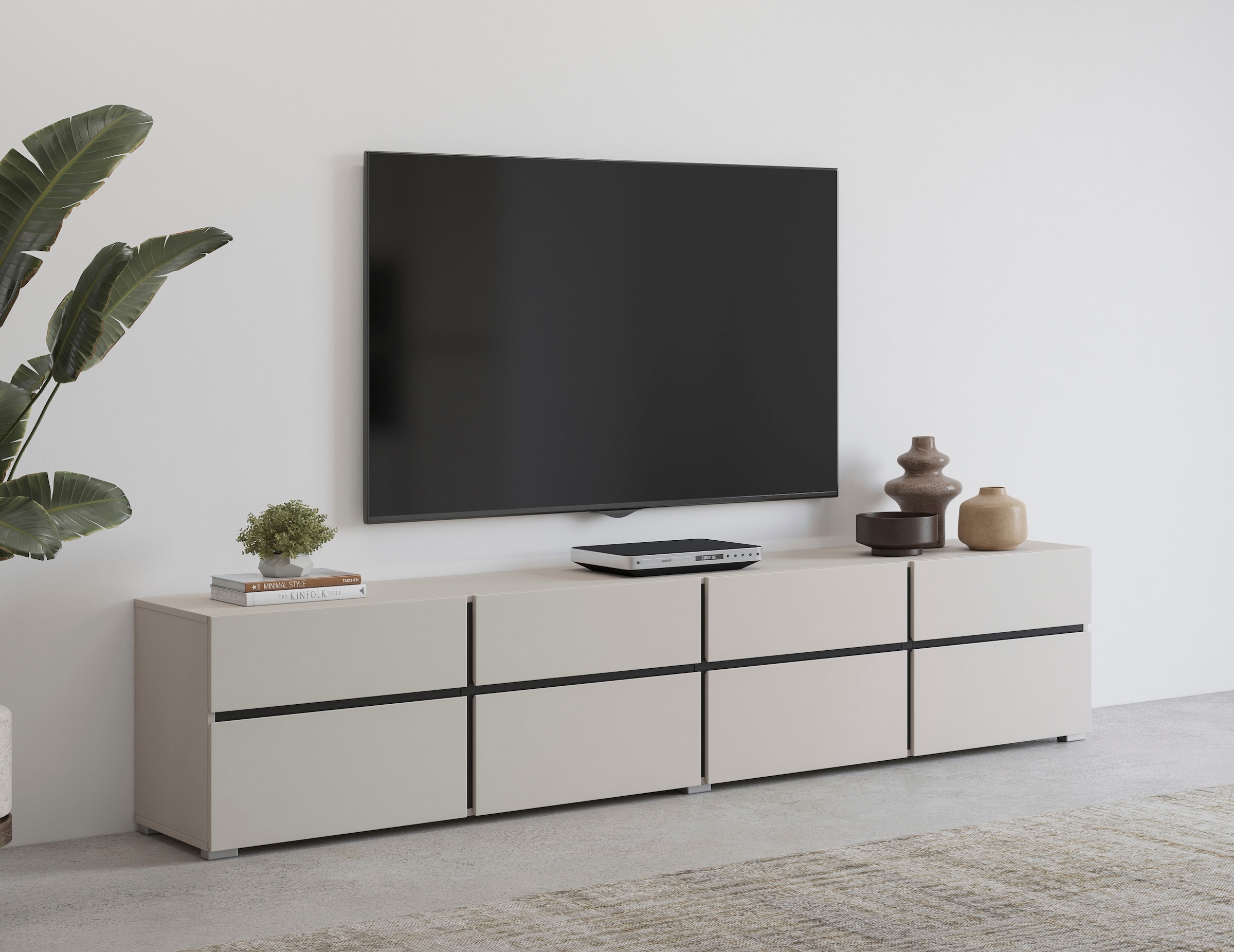 GOODproduct Lowboard »Cross,Breite 225 cm, moderne grifflose TV-Kommode« TV-Schrank mit viel Stauraum, TV-Board