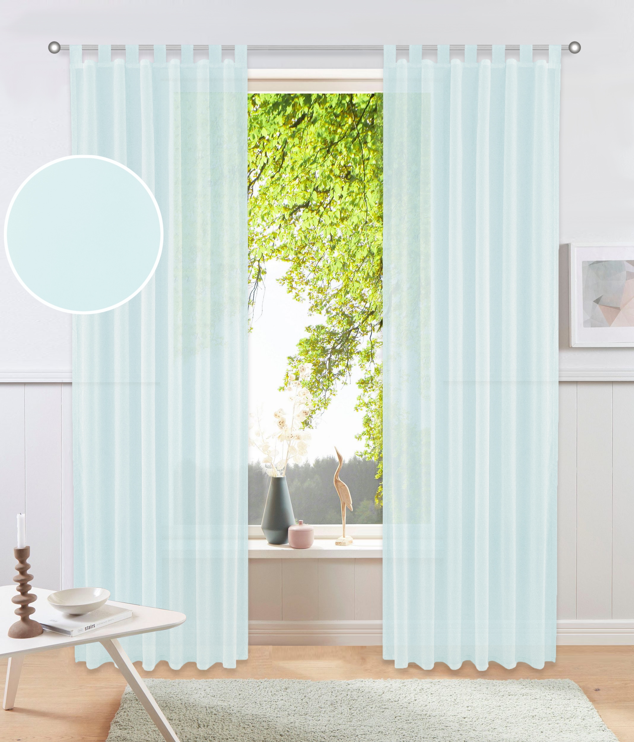 GOODproduct Rideau »XANA« Boucles 1 cuis tlg. Meilleure vente, uni, 1 écharpe, facile d'entretien, économique !