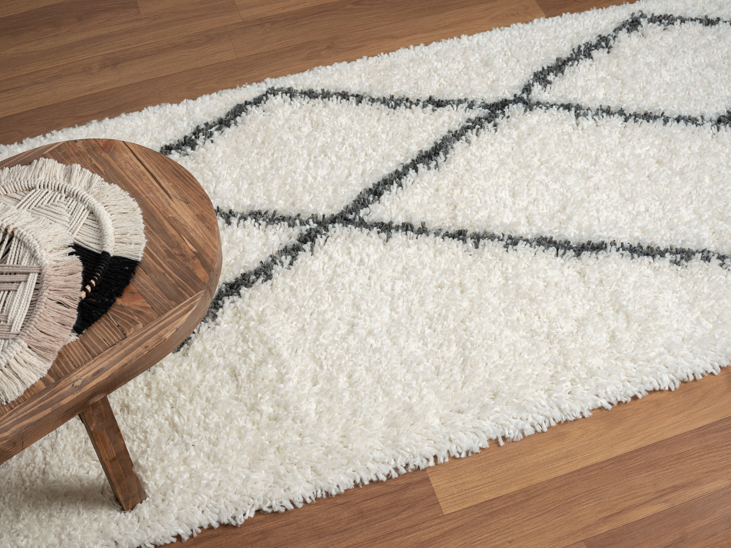 Myflair Möbel & Accessoires Tapis de sol à poils longs »My Shaggy Raute« Rectangulaire 37 mm Höhe shaggy, design losanges scandinaves, légèrement brillant, extra moelleux