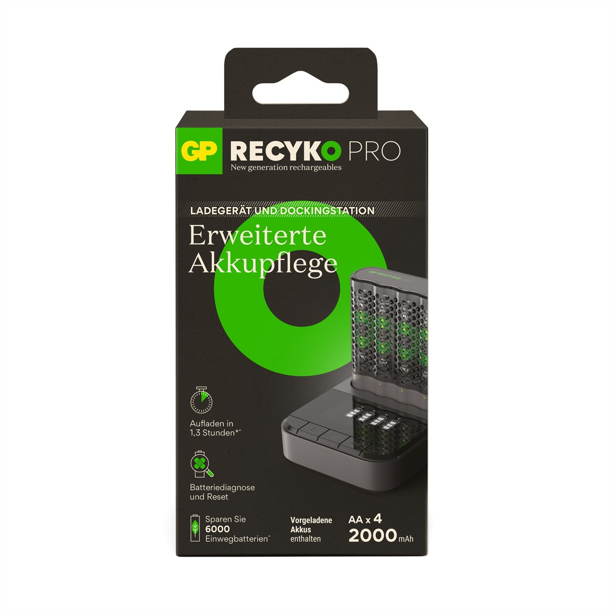 GP Batteries Akku-Ladestation »GP Batteries USB-Ladegerät GP P461, inkl. 4x ReCyko Pro AA 2000mAh &USB Dock«