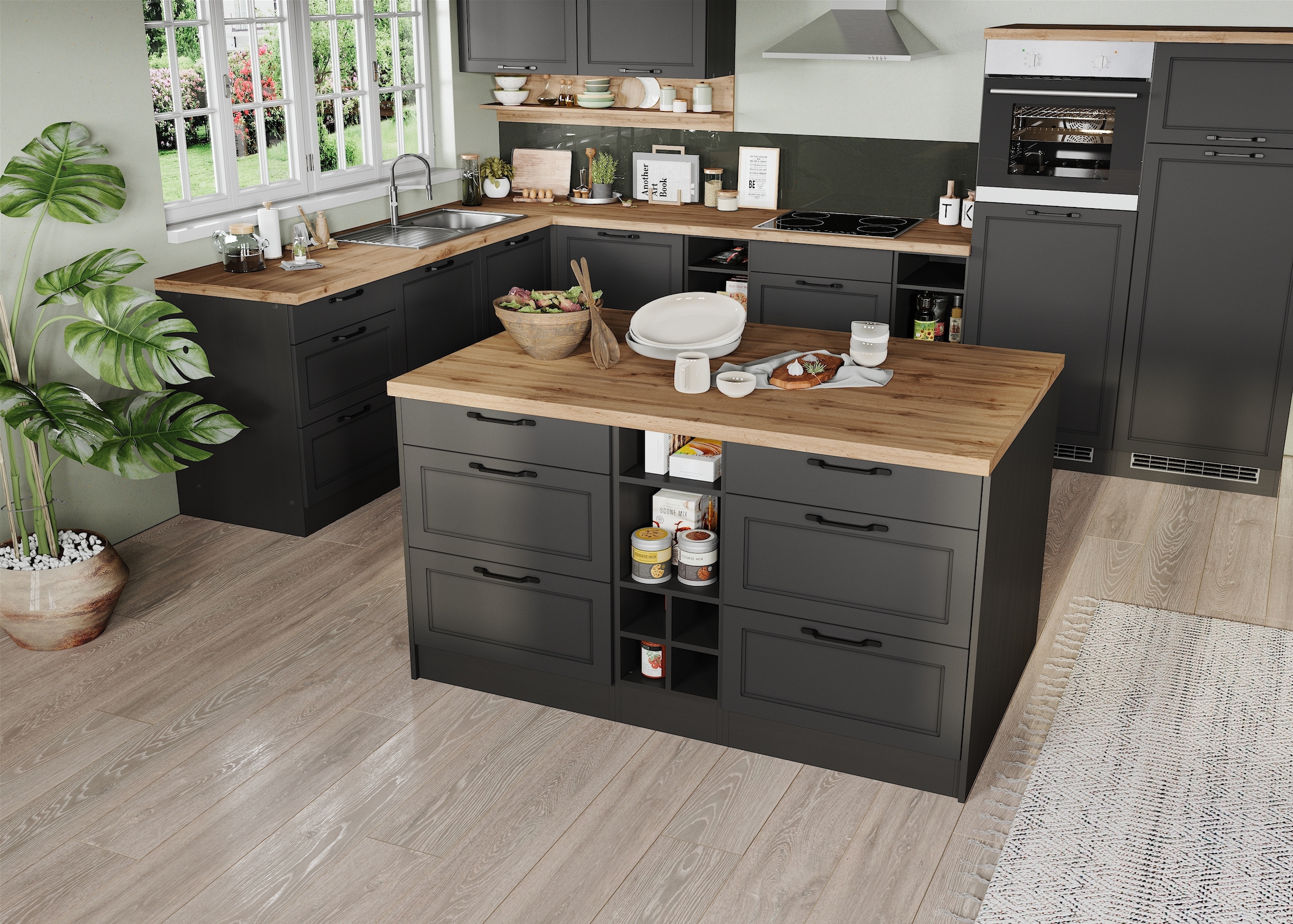 KOCHSTATION Kücheninsel »KS-Lana, Breite 153 cm« MDF-Fronten, Arbeitsplatte 38mm stark