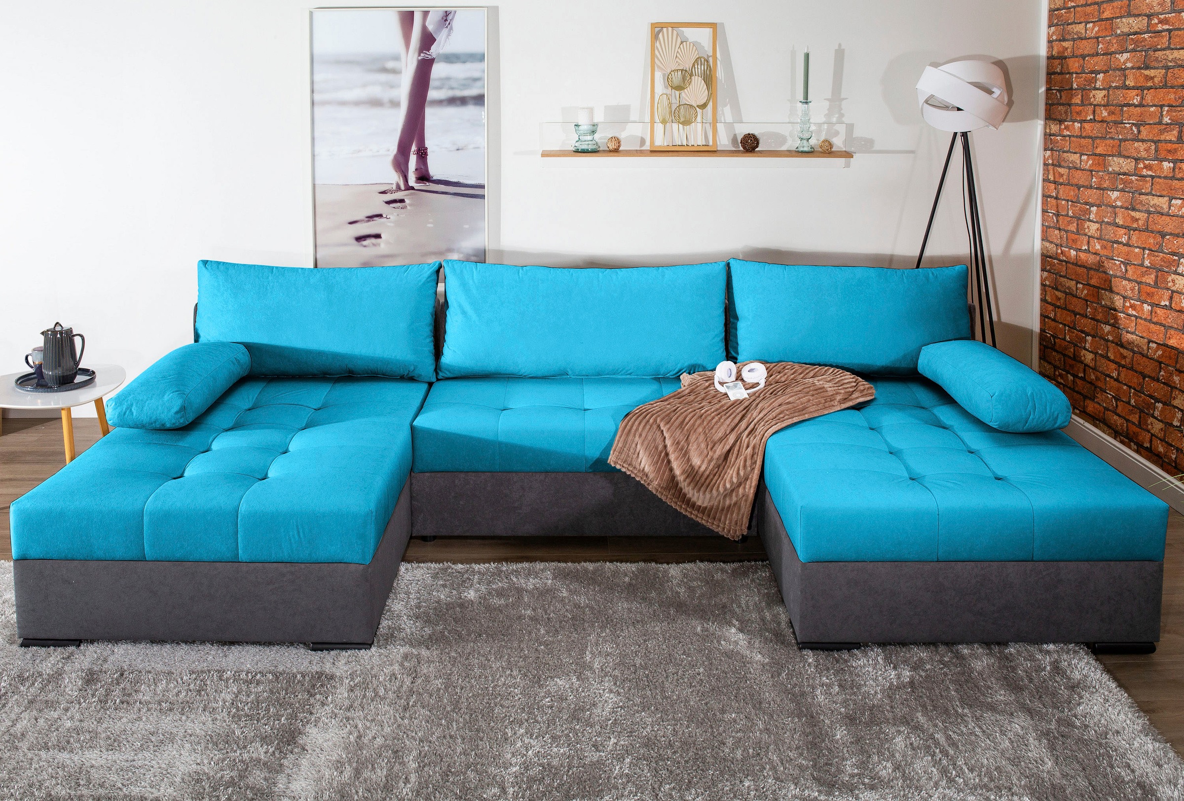 COLLECTION AB Wohnlandschaft »Josy, Breite 307 cm«, 2 extra breiten Ottomanen, mit grosser Sitz- und Liegefläche