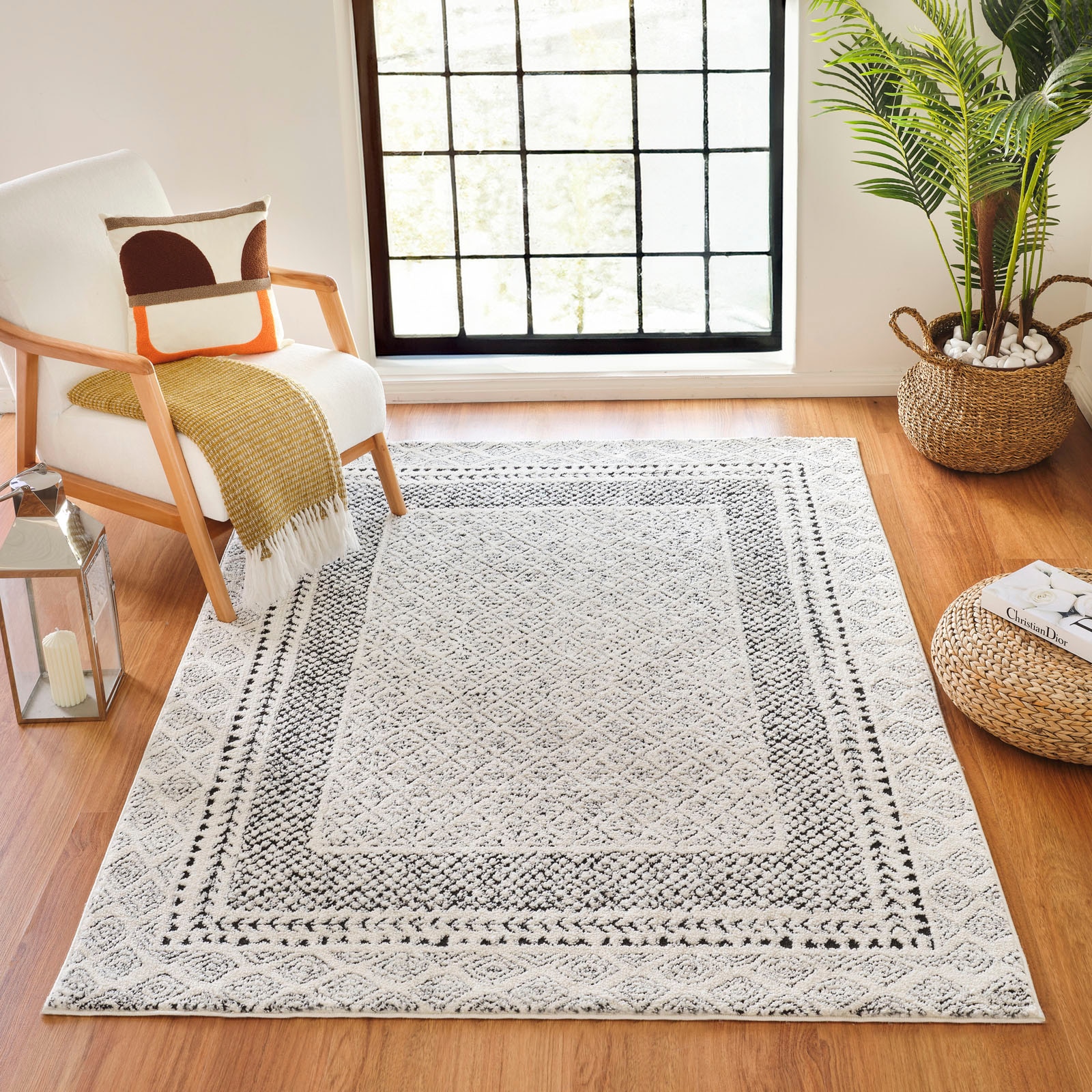 Image of Livabliss Teppich "MONACO" rechteckig 14 mm Höhe Skandinavischer Teppich, Kurzflor Boho-Wohnzimmerteppich