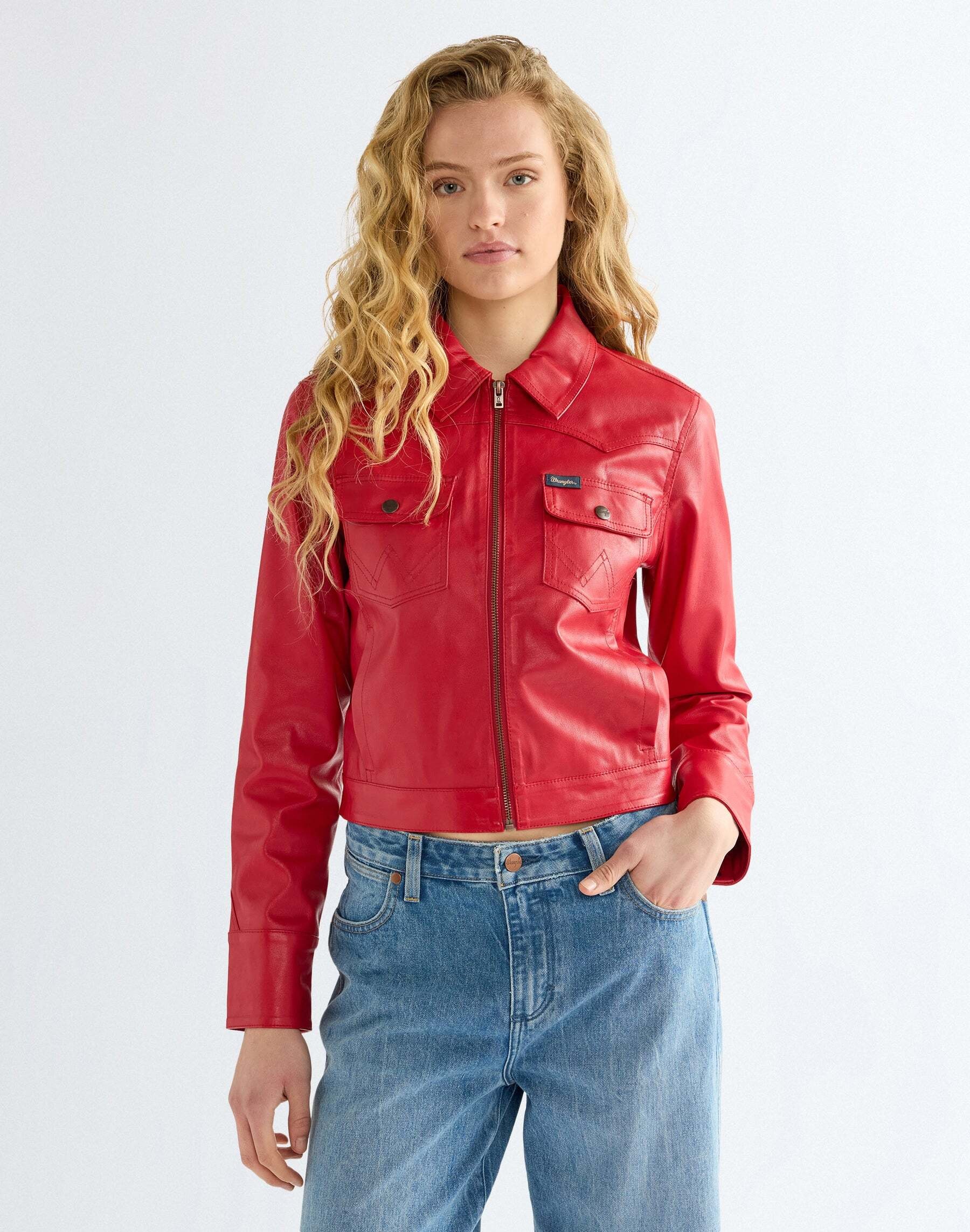 Image of Wrangler Lederimitatjacke "WRANGLER Kunstlederjacke Slim Seamed"