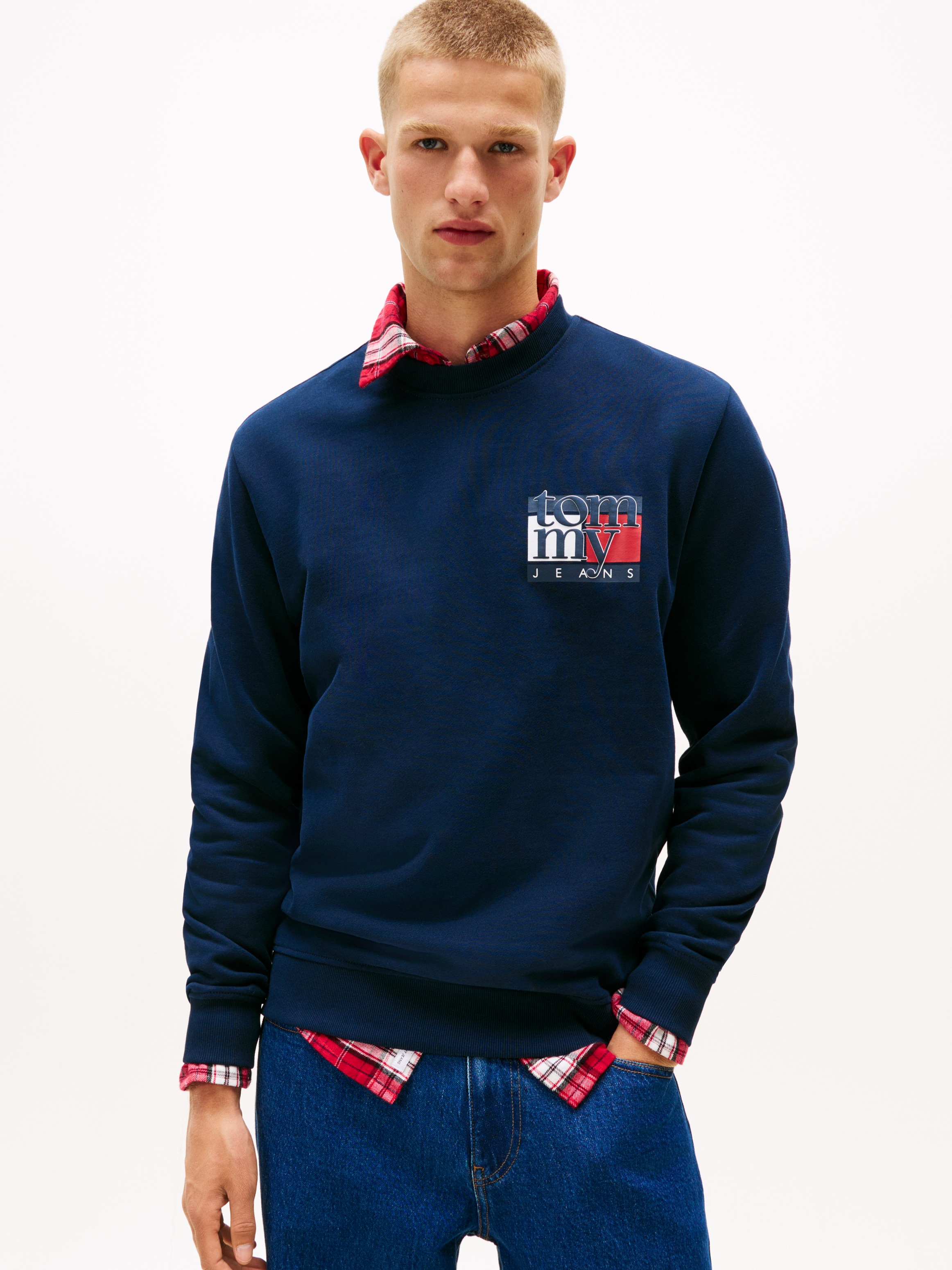 Tommy Jeans Sweatshirt »TJM RWB FLAG«, Rundhals, regular fit, Print, Rippbündchen