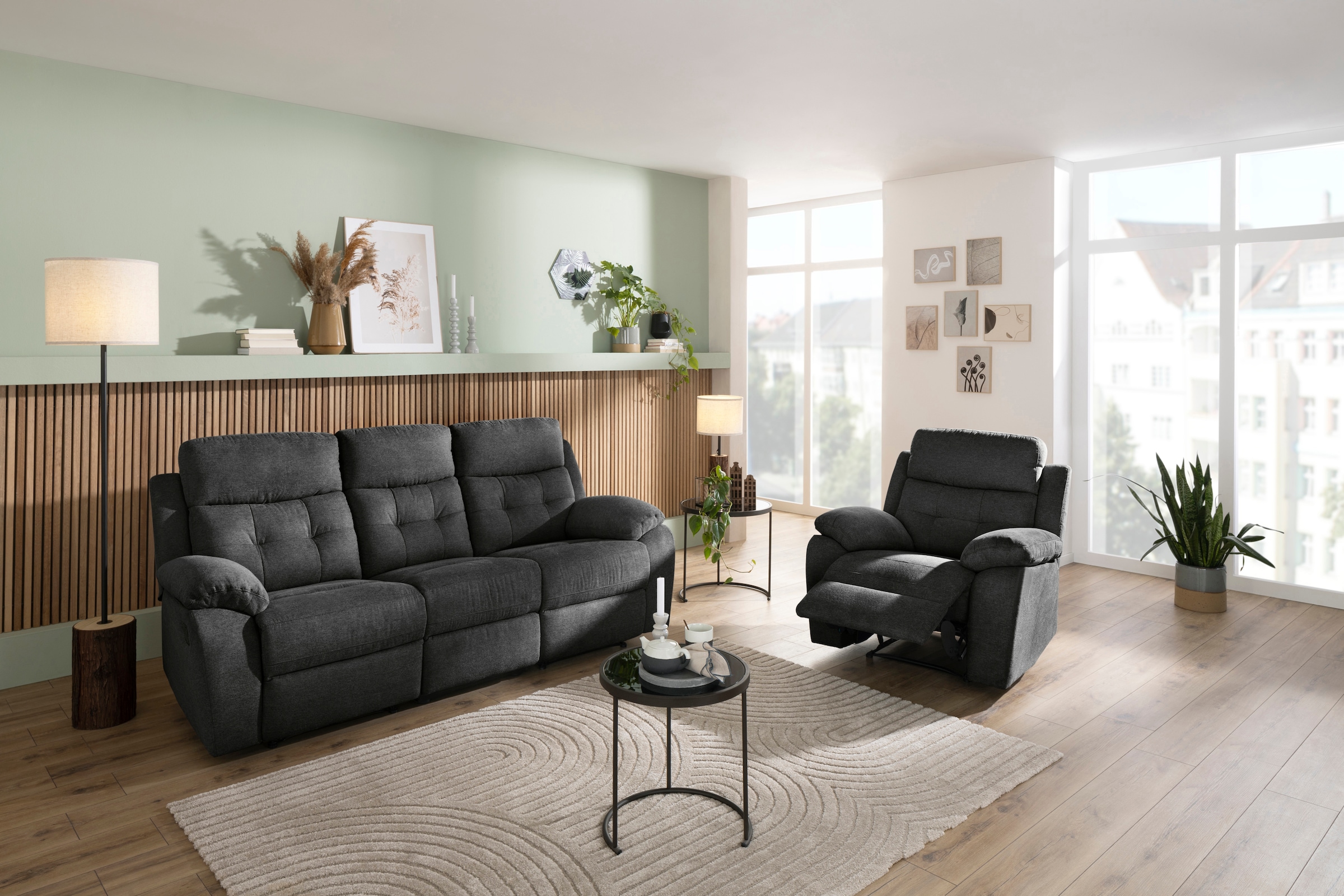 Home affaire Relaxsessel »Lannilis mit Liegefunktion, Fernsehsessel«, mit manueller und elektrischer Relaxfunktion, anthrazit