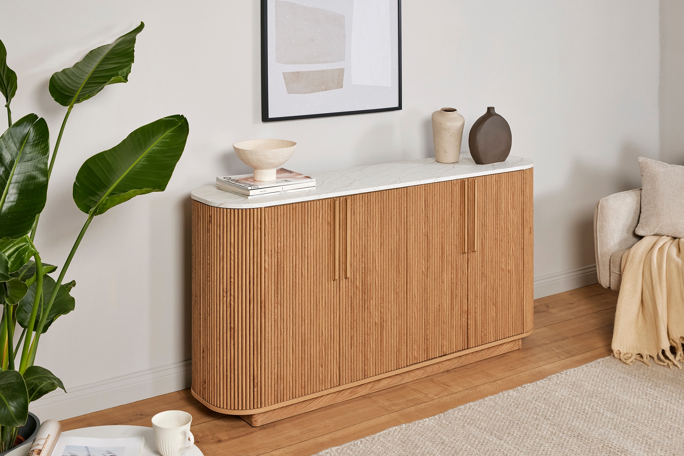 Jahnke Buffet »STRING SB 160« 1 cuis tlg. Buffet bas, 4 portes, aspect marbre, largeur 159,5 cm