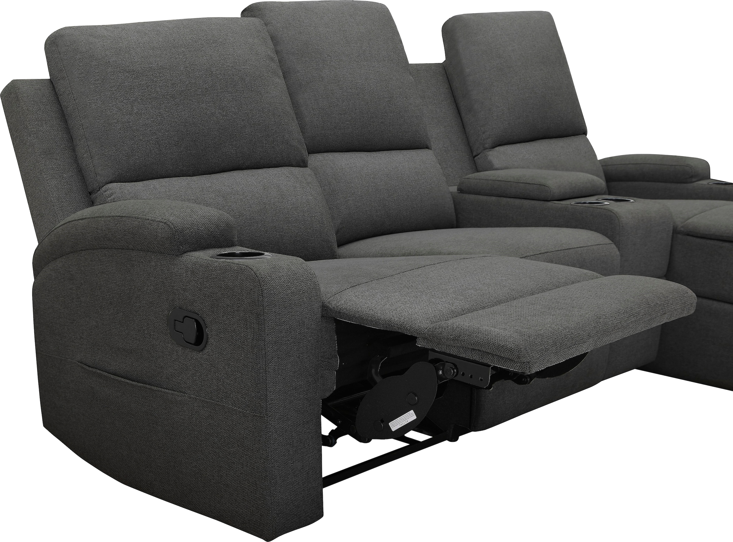 GOODproduct Ecksofa »NAPORI Struktur, Multimediasofa, 3er Kinosessel XXL, L-Form« Kinosofa, manuelle o. elektr. Relaxfunktion, Staufach, Getränkehalter