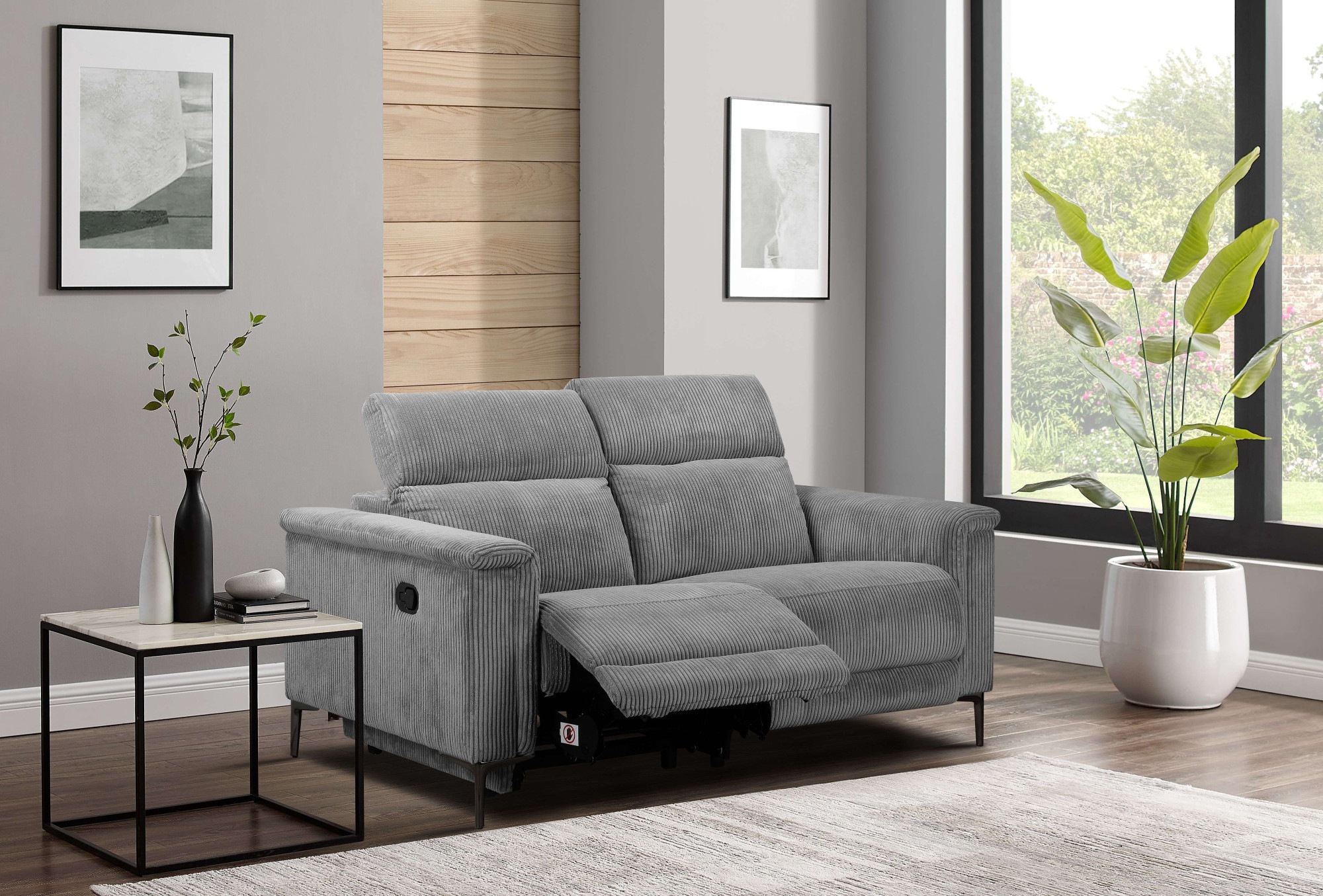 Home affaire 2-Sitzer »Lund in Cord, mit manueller o. elektrischer« Relaxfunktion, USB-C, Kopfteilverstellung, Breite 160 cm