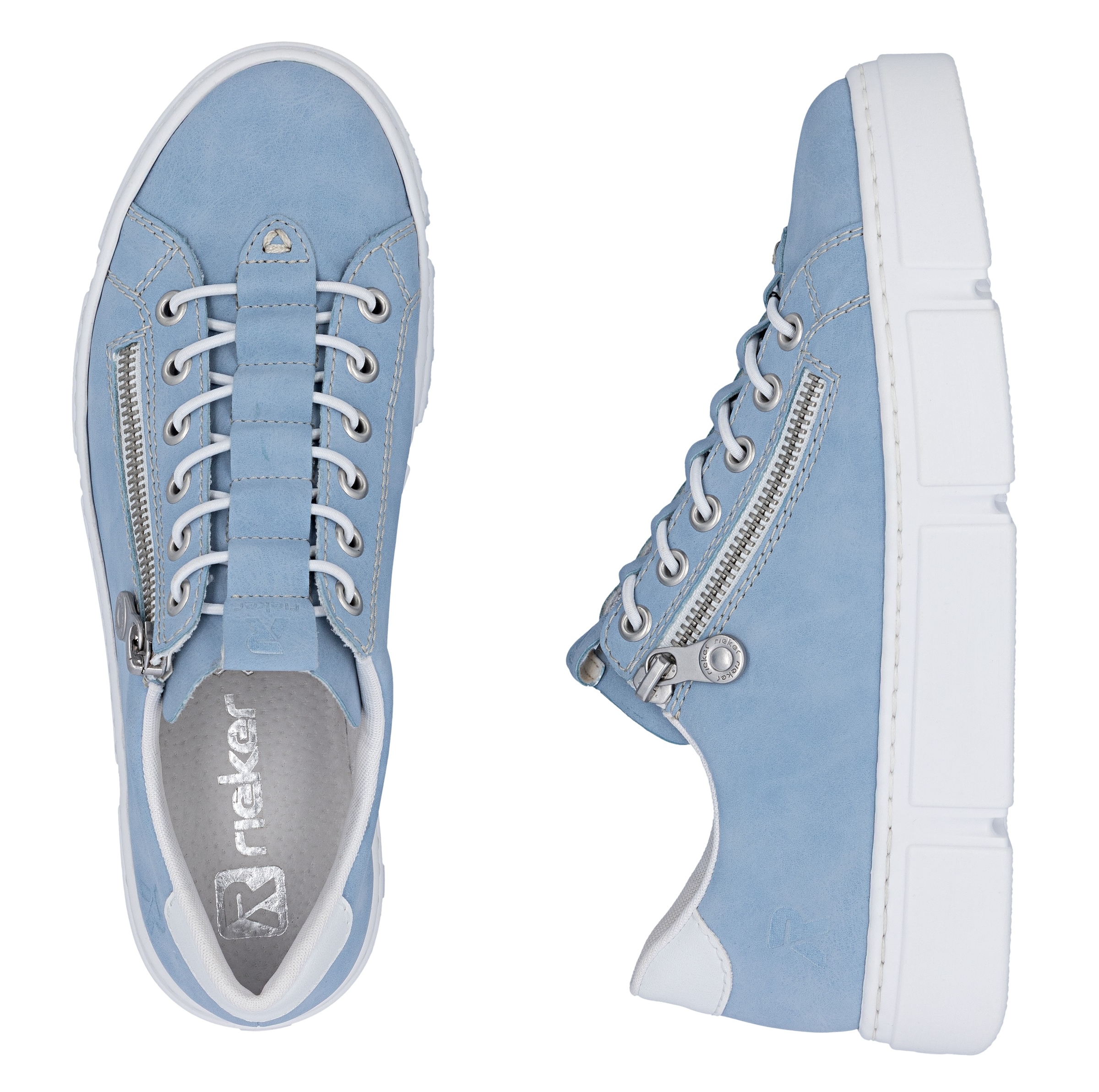 Rieker Slip-On Sneaker  mit Reissverschluss aussen, Freizeitschuh, Halbschuh, Schlupfschuh