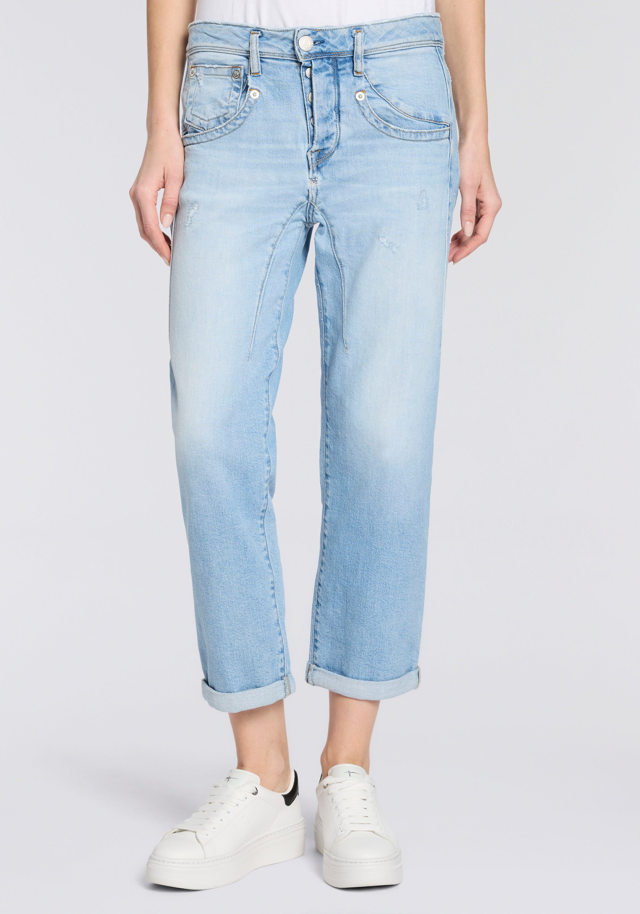 Image of Herrlicher Boyfriend-Jeans "Shyra Tap Denim" High Waist mit Umschlagsaum