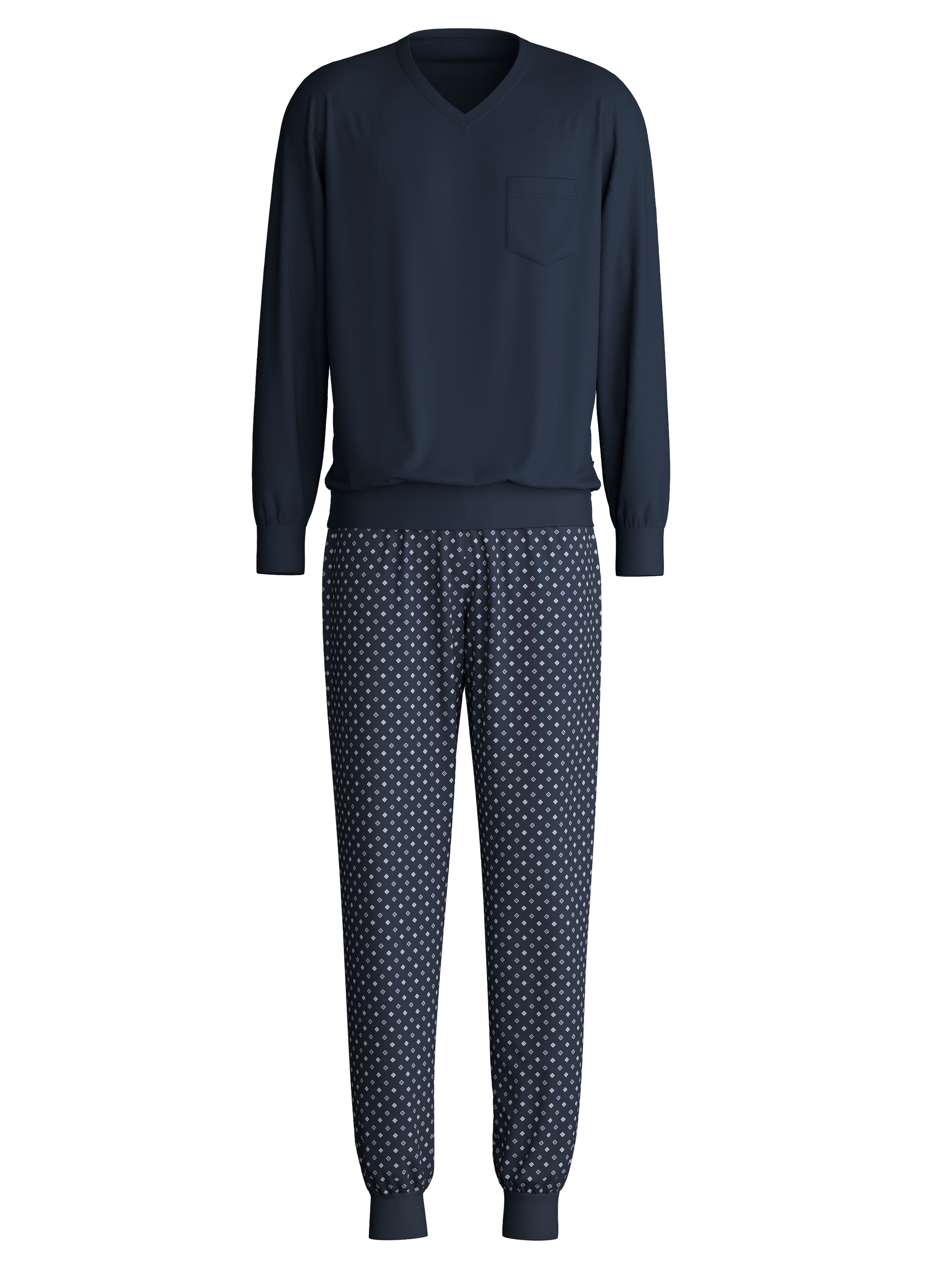 CALIDA Schlafanzug »Relax Streamline«, (2 tlg.), mit V-Neck und Bündchen