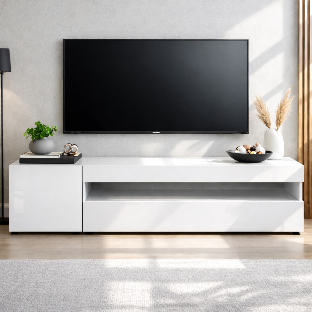 GOODproduct Lowboard »LORENZO 1, TV-Board, TV-Kommode, TV-Schrank, TV-Unterschrank, TV-Möbel« Modernes lackiertes Hochglanz TV-Board, grifflos, Breite 155 cm