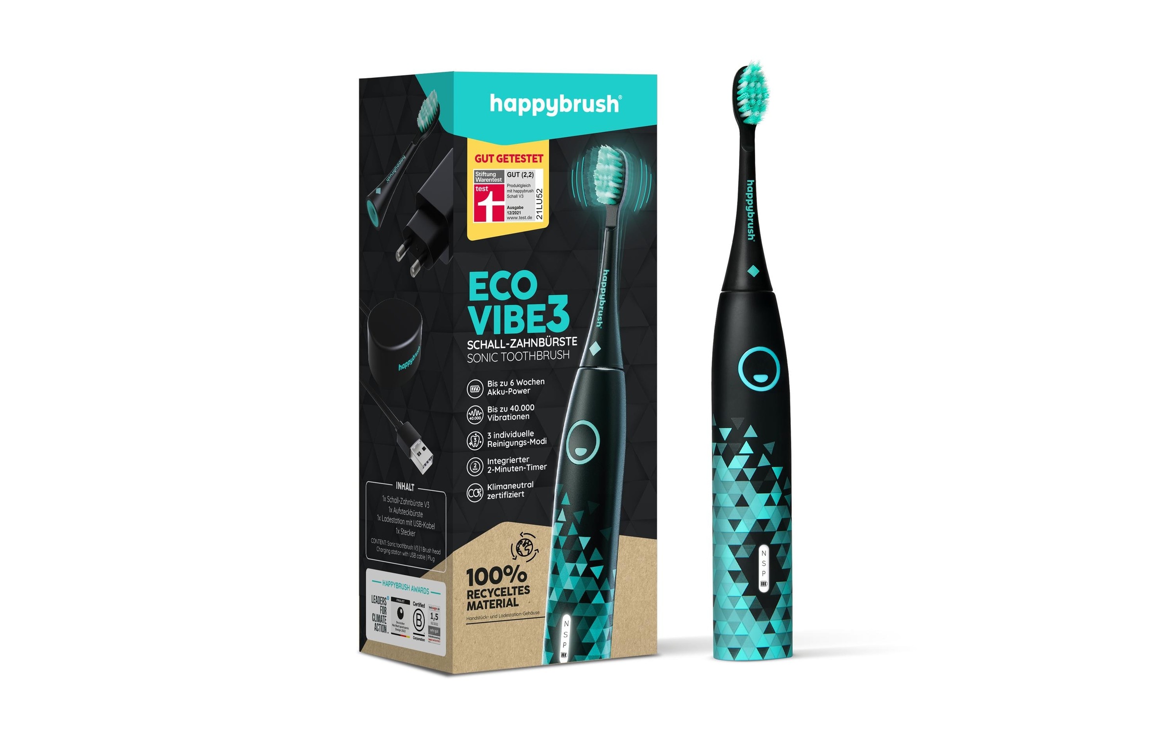 happybrush Schall-Zahnreinigungsgerät »ECO V3«