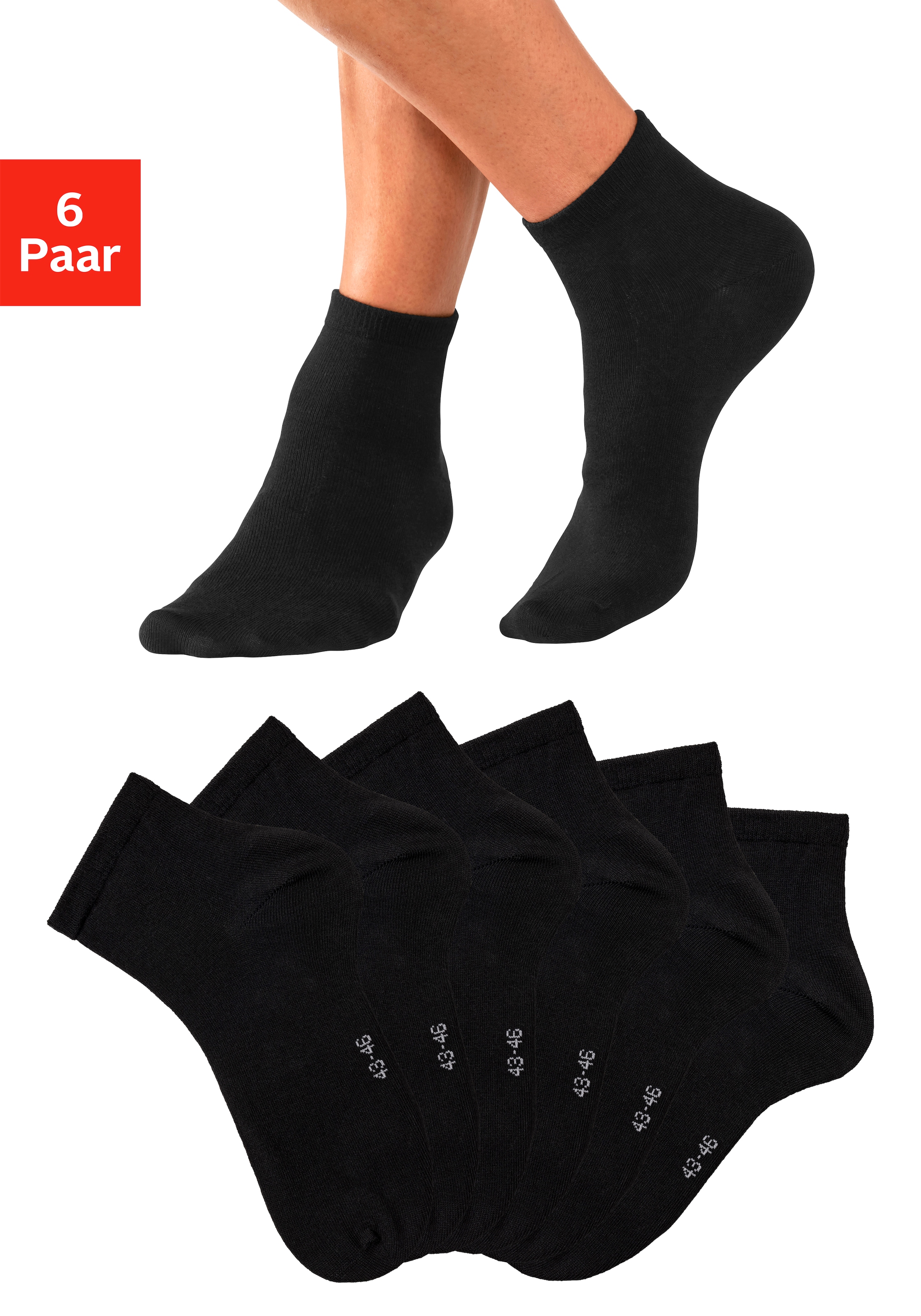 Image of Bench. Kurzsocken Packung, 6 Stk. tlg. mit eingestricktem Markenlogo im Bündchen