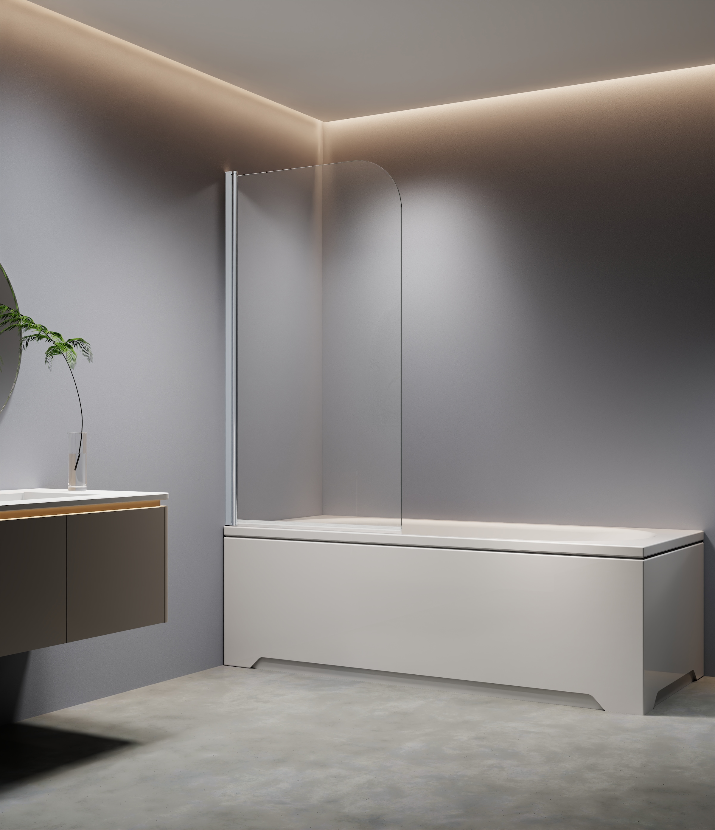 welltime Badewannenaufsatz »Summer Single foggy« Schwenkbarer Badewannenaufsatz mit satiniertem Glas (Milchglas)