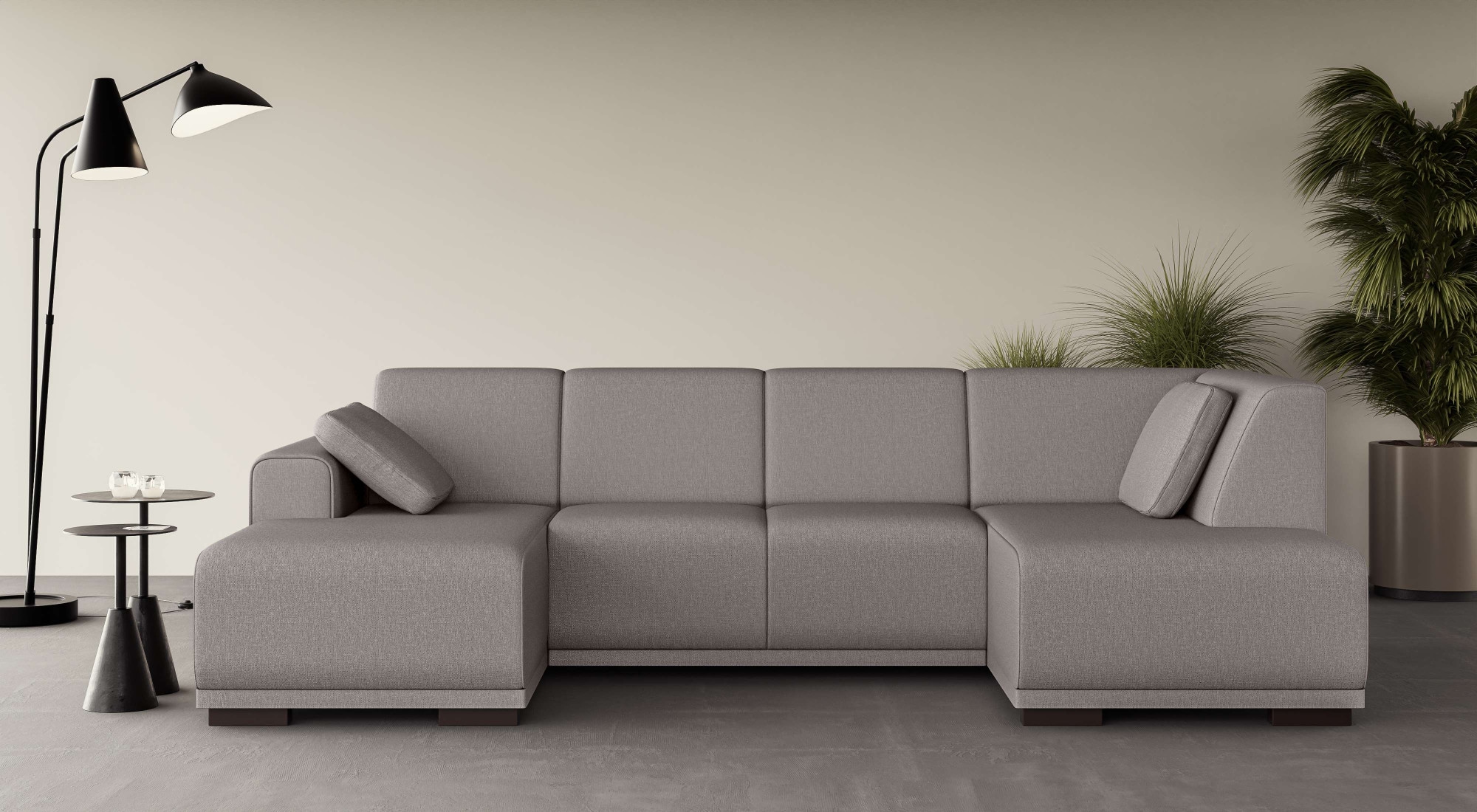 Home affaire Wohnlandschaft »BORNHOLM U-Form mit Recamiere rechts/links, B/T/H: 300/162/85 cm«, U-Form mit Wellenunterfederung, Recamiere rechts oder links bestellbar