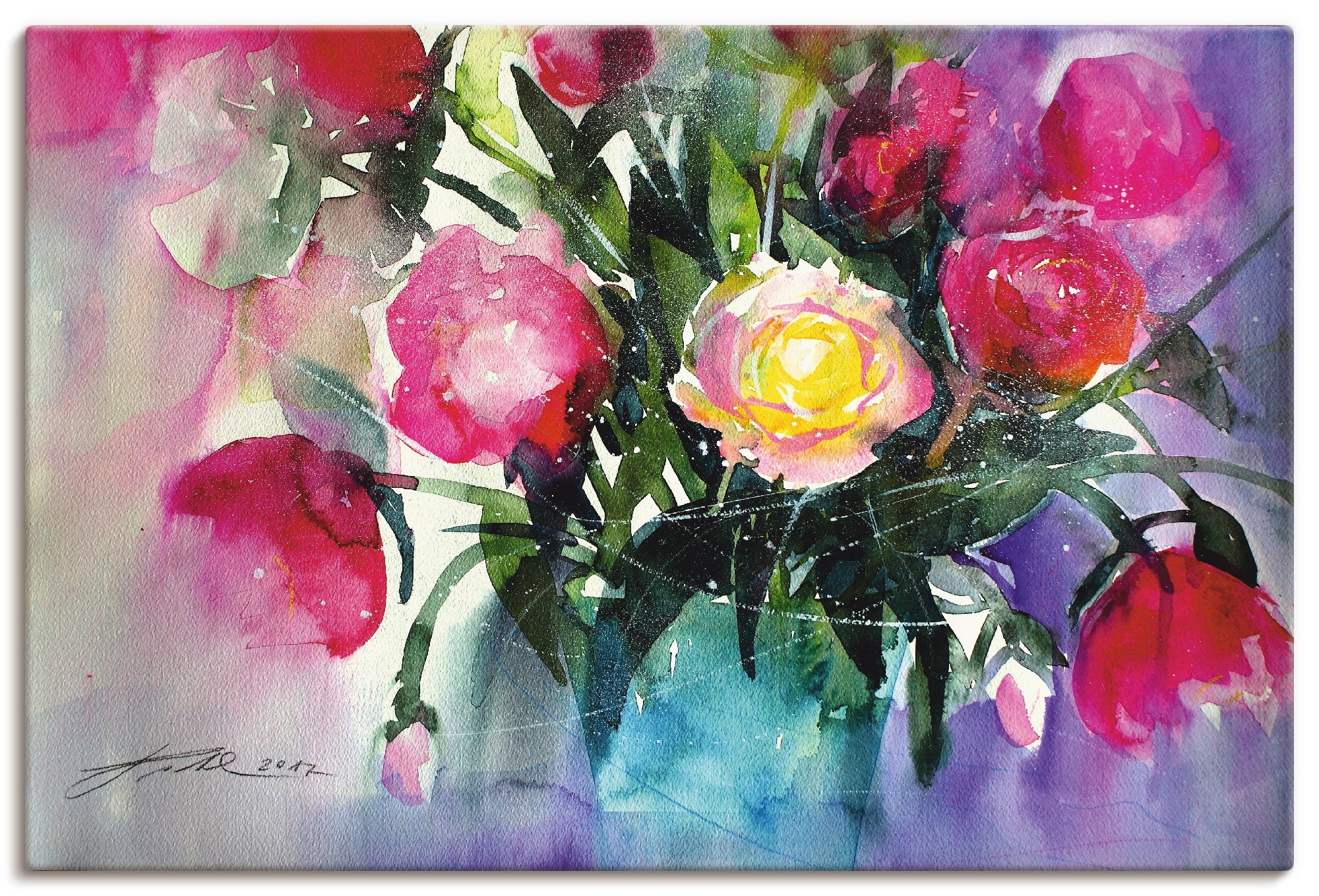 Image of Artland Wandbild »Pfingstrosen in Vase«, Arrangements, (1 St.), in vielen Grössen & Produktarten - Alubild / Outdoorbild für den Aussenbereich, Leinwandbild, Poster, Wandaufkleber / Wandtattoo auch für Badezimmer geeignet bei Ackermann Versand Schweiz