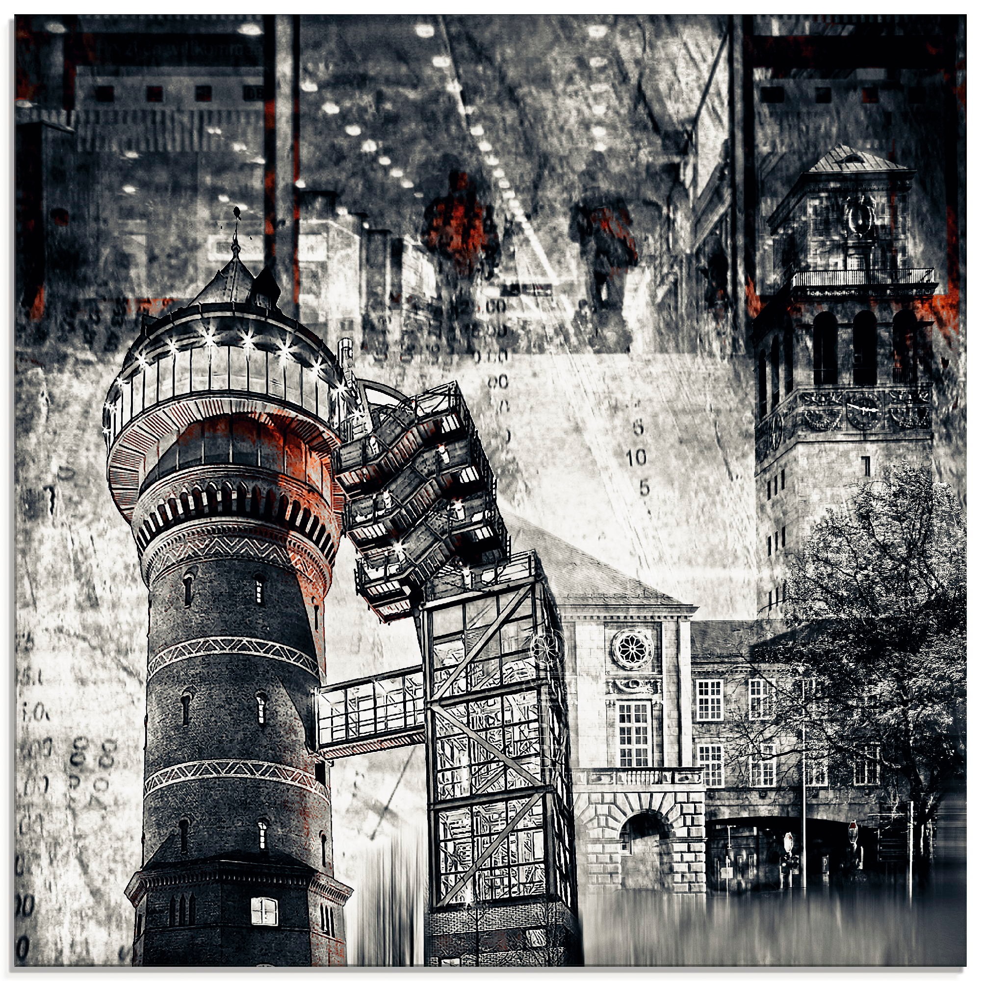 Image of Artland Glasbild »Mülheim an der Ruhr - Stadtcollage 01«, Architektonische Elemente, (1 St.) bei Ackermann Versand Schweiz