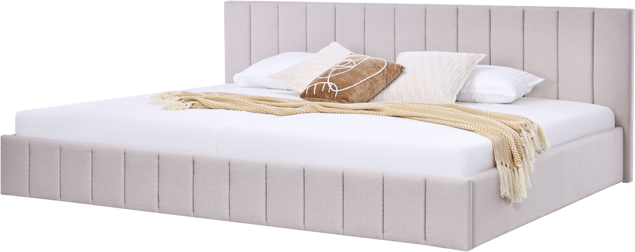 Home affaire Lit rembourré »MANTEIGAS, Familienbett mit hochwertigem Strukturstoff« couleur: sable