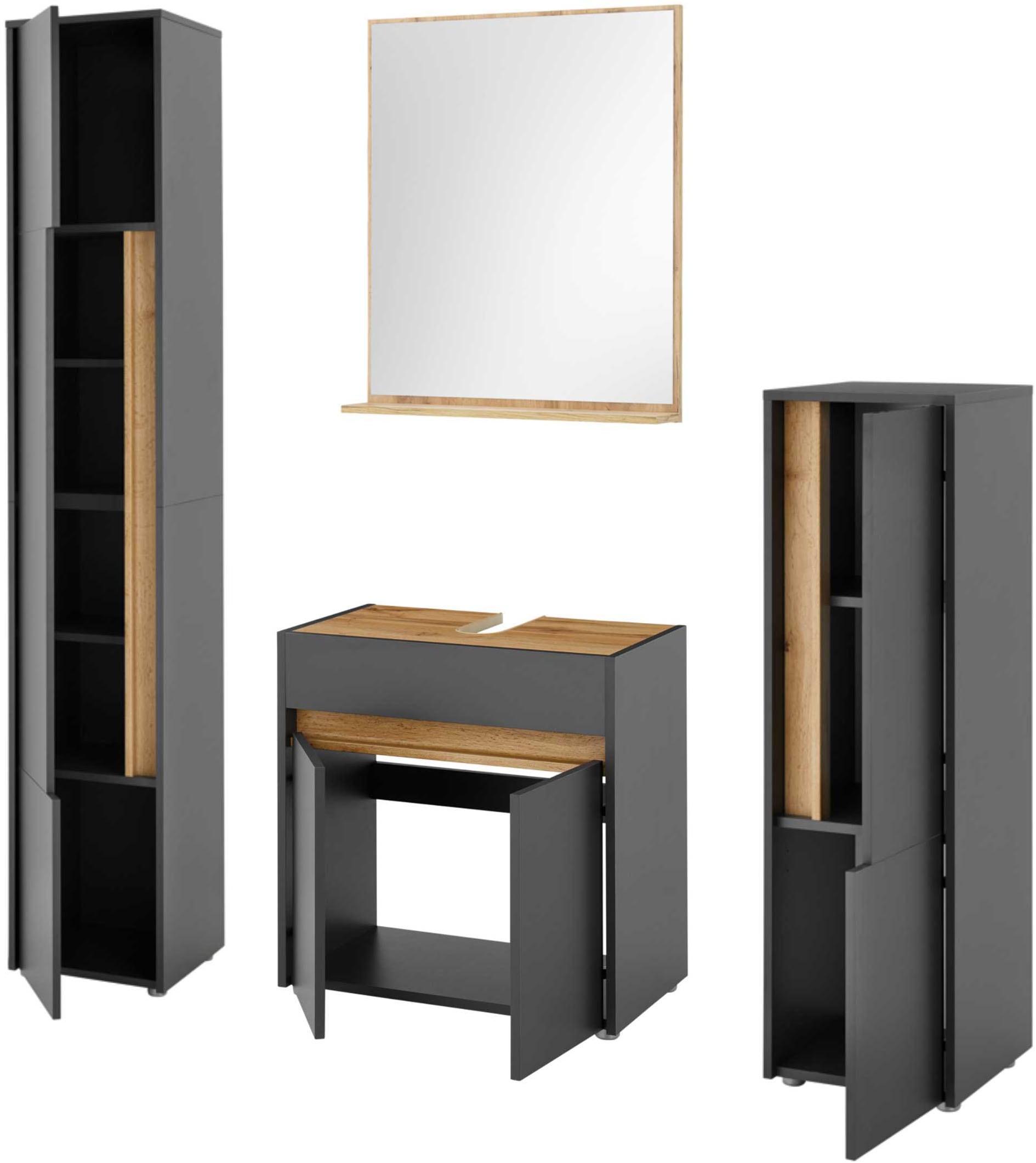 Home affaire Badmöbel-Set »CITY/ GIRON, Bad im zeitlosen Design, 4-teiliges Badezimmer« Set, 4 Stk. tlg.