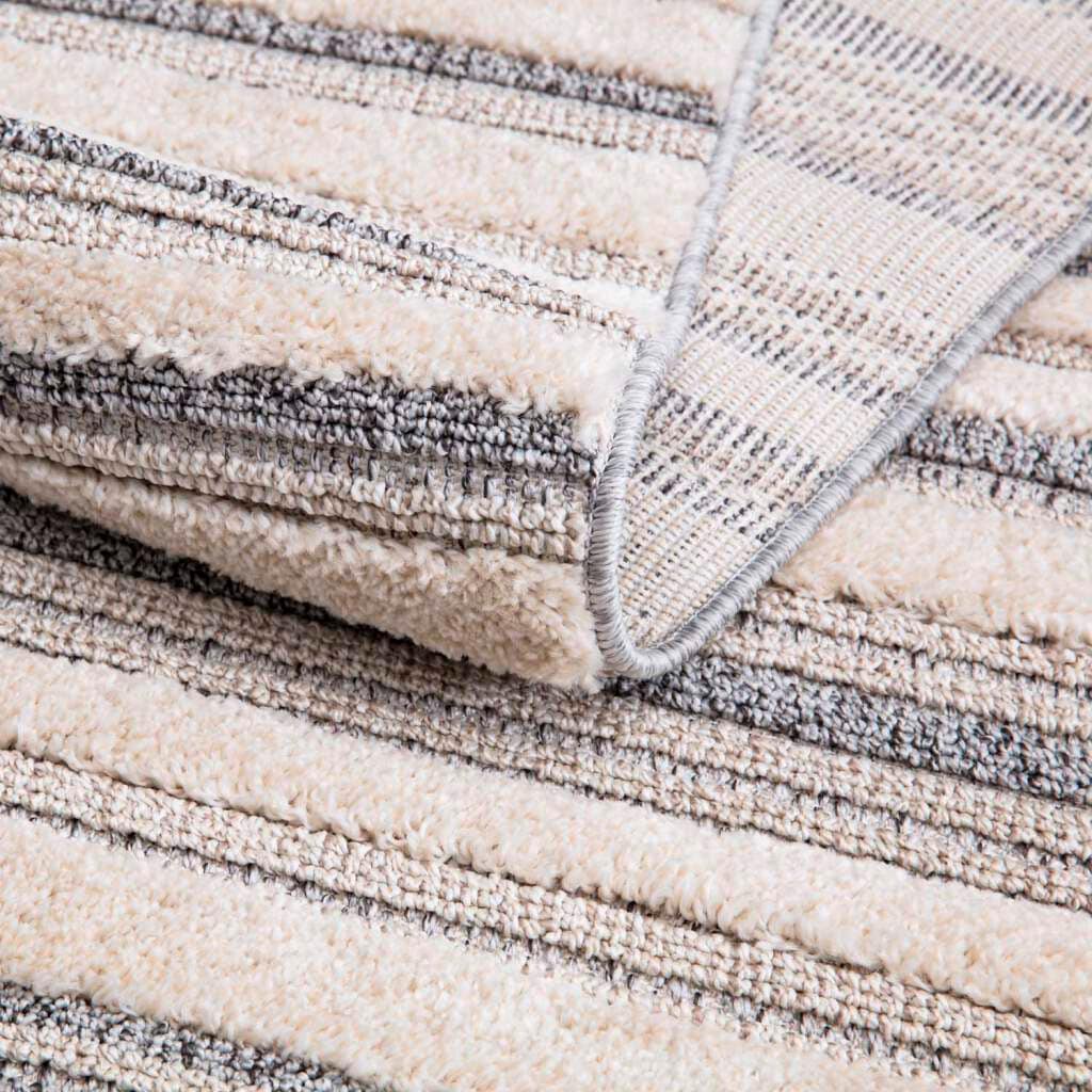 Carpet City Hochflor-Teppich »Valencia 807«, rechteckig, 20 mm Höhe, Läufer, Boho-Stil, 3D-Effekt, Streifen, Hoch-Tief-Struktur, Fransen