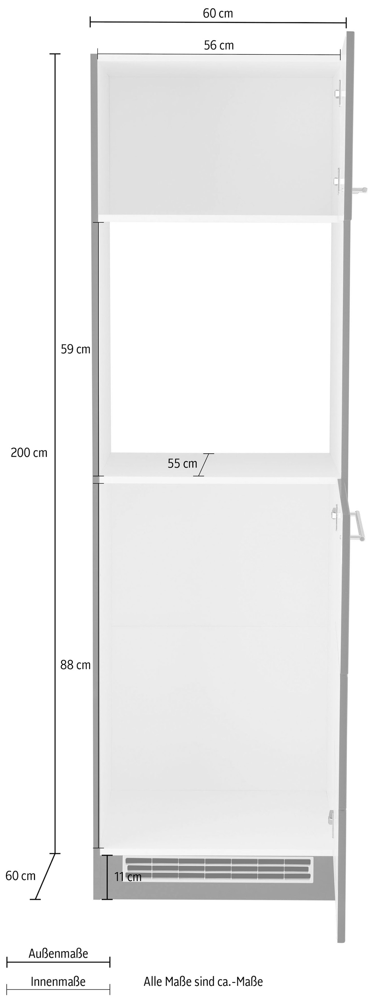 KOCHSTATION Backofen/Kühlumbauschrank »KS-Wien« 60 cm breit, für autarken Backofen und Einbaukühlschrank