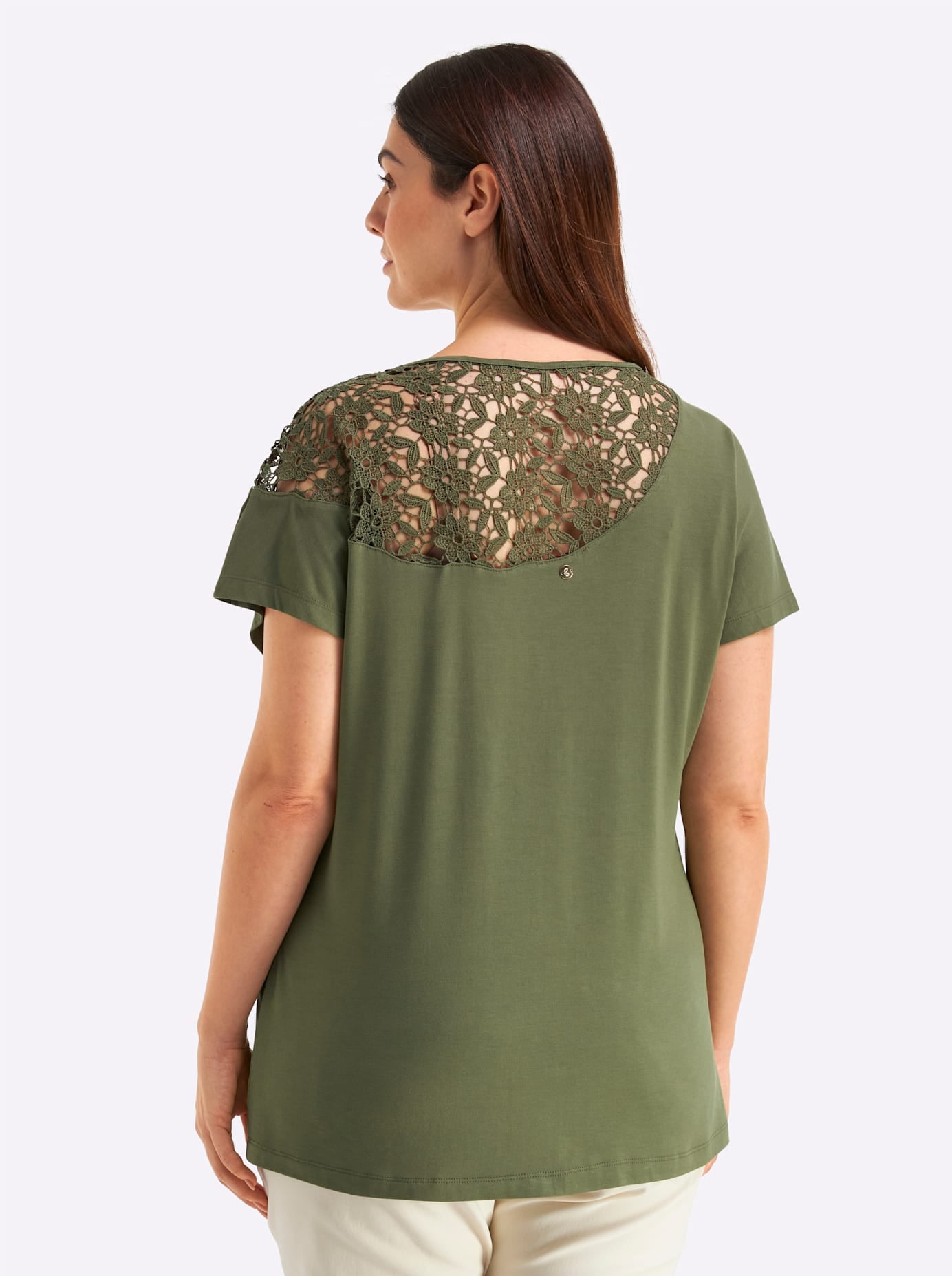 Sheego Shirt à col rond »Halbarmshirt« 1