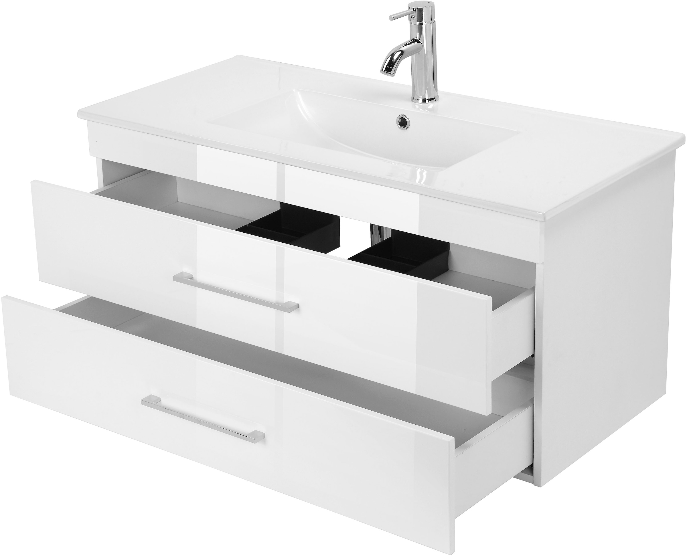 welltime Table de lavage »Florenz« Komplett-Set,  Waschplatz mit 2 Auszügen und Softclose Breite 100cm