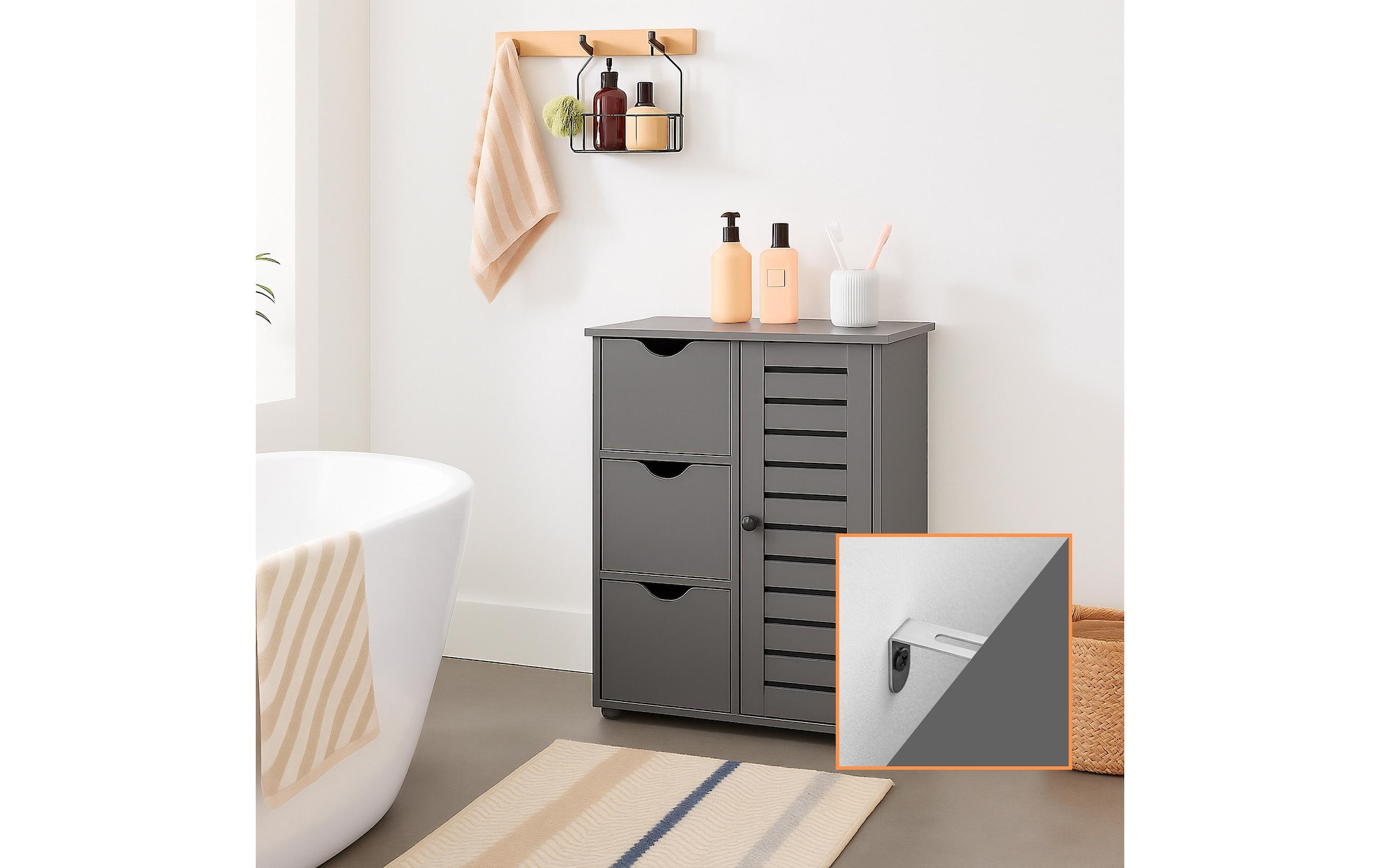 relaxdays Badregal »80 x 60 x 30 cm« Kompakter Aufbewahrungsschrank für Bad, Flur und Küche
