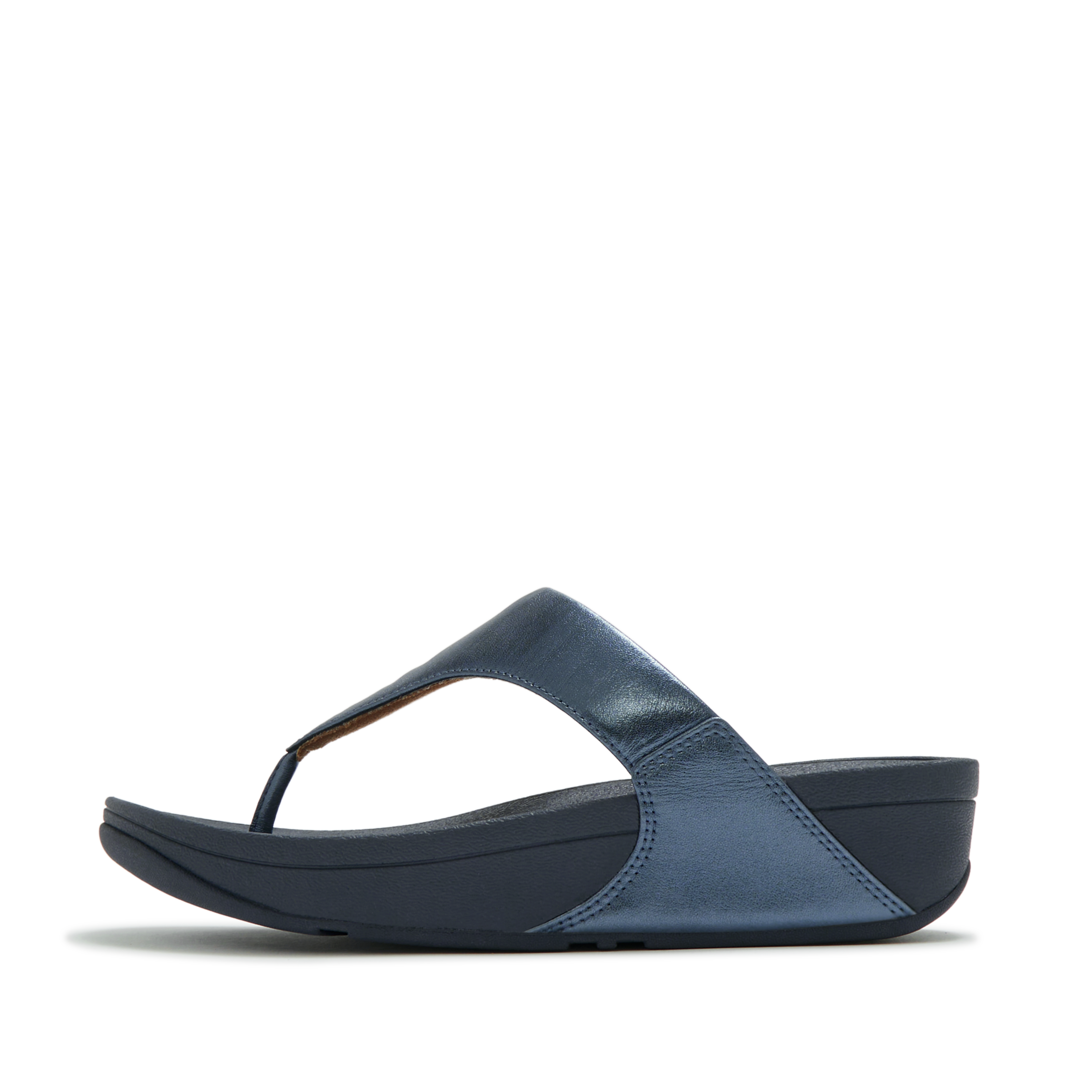 Image of Fitflop Dianette "LULU LEATHER TOEPOST" Zehentrenner, Pool Slides, Pantolette, Badeschuh mit Keilabsatz