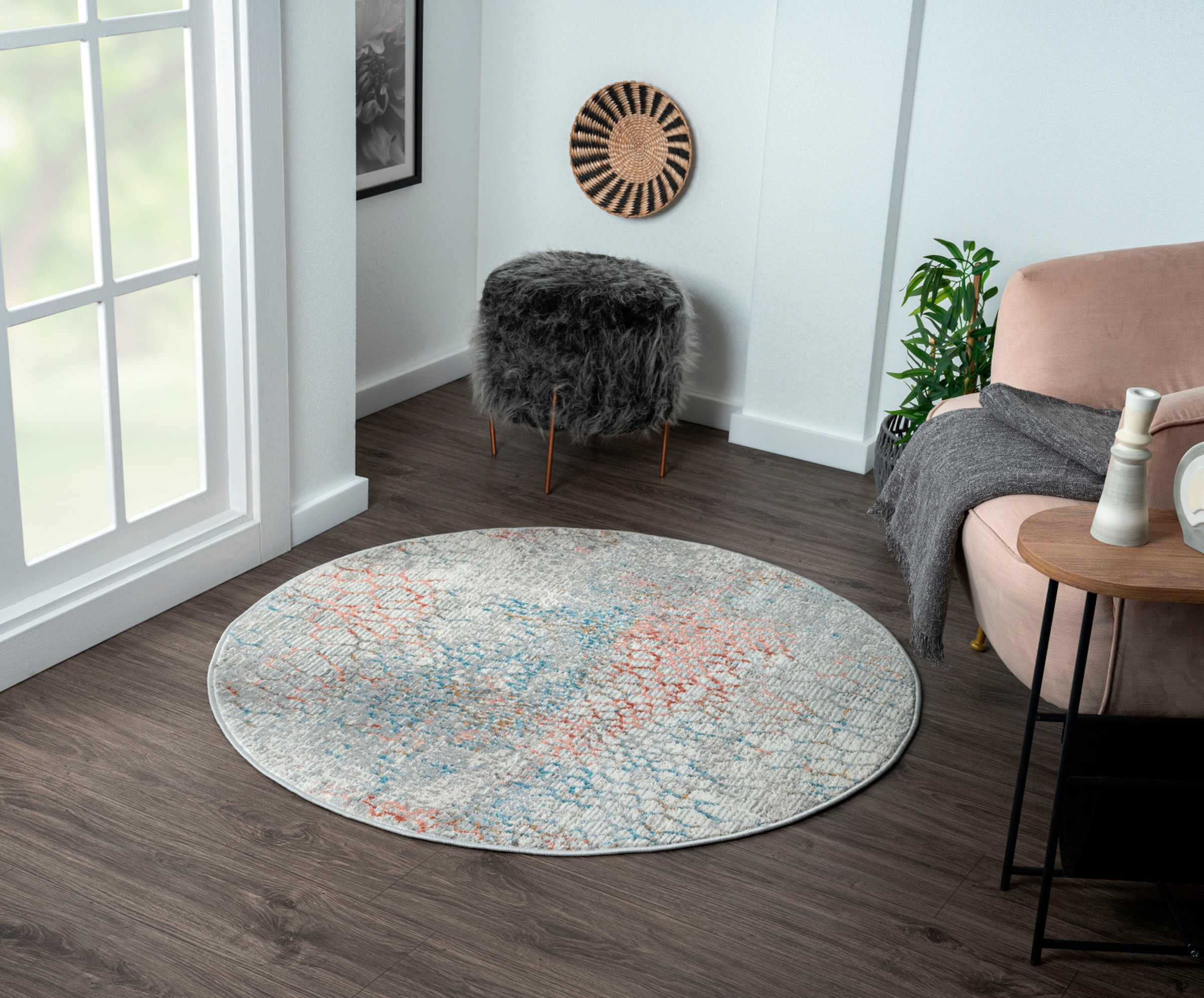 Image of Myflair Möbel & Accessoires Teppich "My Roots" rund 8 mm Höhe Kurzflor, Retro-Design, besonders weich durch Microfaser