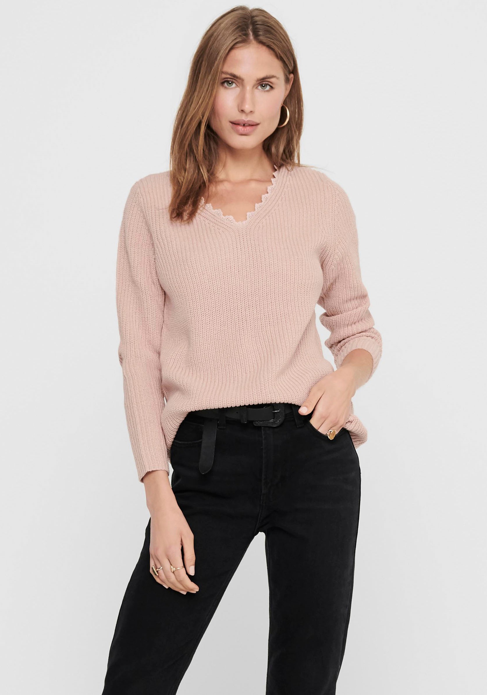 Image of Only V-Ausschnitt-Pullover »ONLJENNIE LIFE L/S LACE PULLOVER« bei Ackermann Versand Schweiz