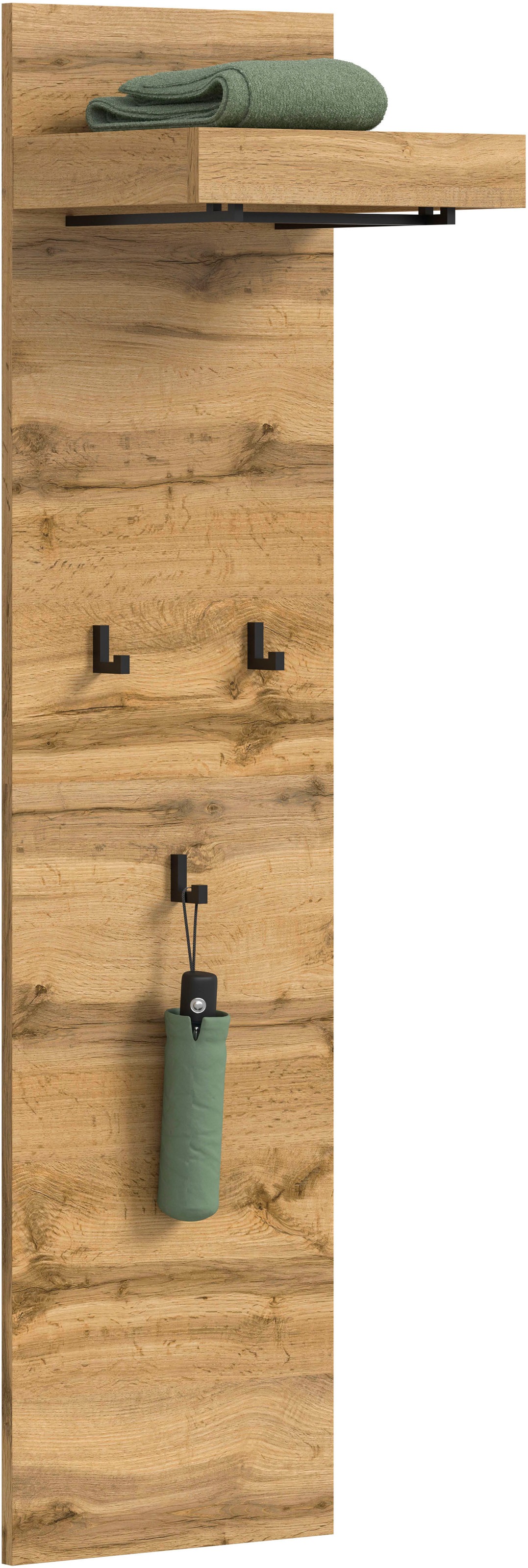 Image of GOODproduct Garderobenpaneel "MAMBO II, Höhe 150cm, 1 Kleiderstange & Hutablage, 3 Haken" individuell mit weiteren Artikeln der Serie MAMBO kombinierbar, 1 Stk. tlg. Paneel, Garderobe, Flur, Diele, Hakenleiste, Flurgarderobe