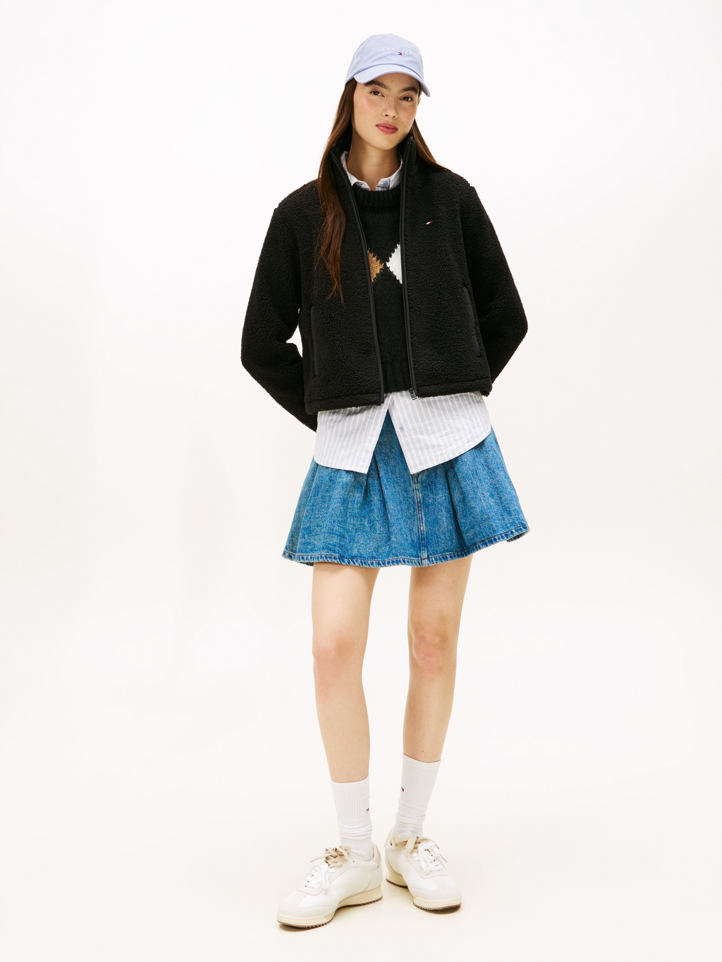 Tommy Jeans Veste sweat »TJW REG SH S-FLAG TEDDY ZIP THRU« fibre synthétique, coupe régulière