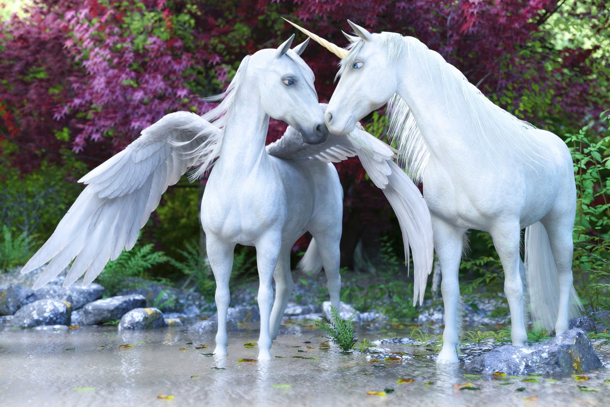 Image of Papermoon Fototapete "EINHORN-PFERDE FANTASY TIERE PFERD WALD NATUR BÄUME XXL"