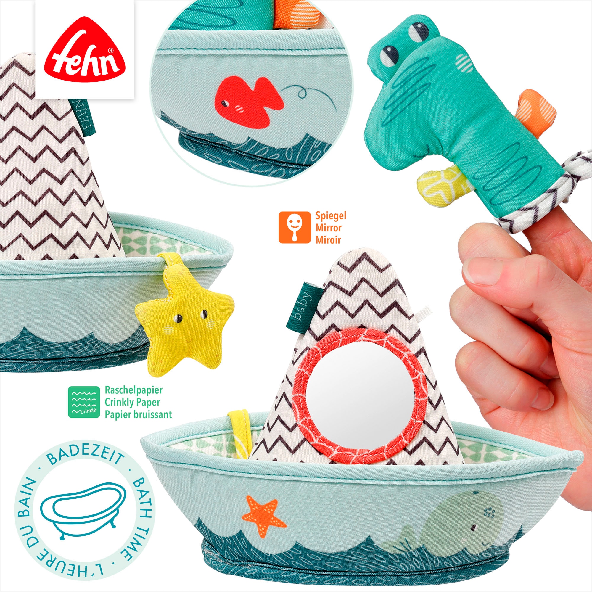 Fehn Badespielzeug »Plansch & Play, Badeboot mit Fingerpuppe«