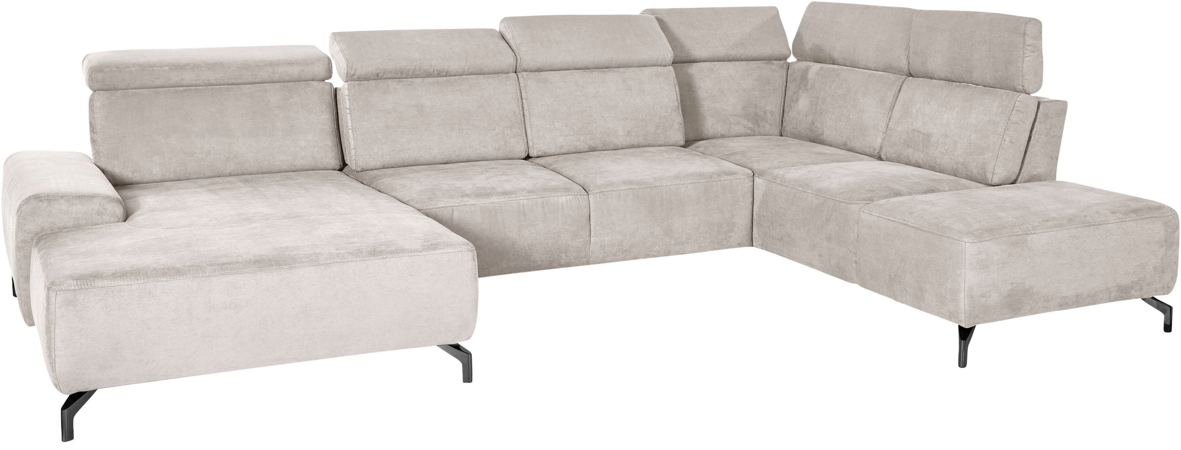 sit&more Wohnlandschaft »Gizeh U-Form«, 12 cm Fusshöhe, inklusive Sitztiefenverstellung und Kopfteilverstellung