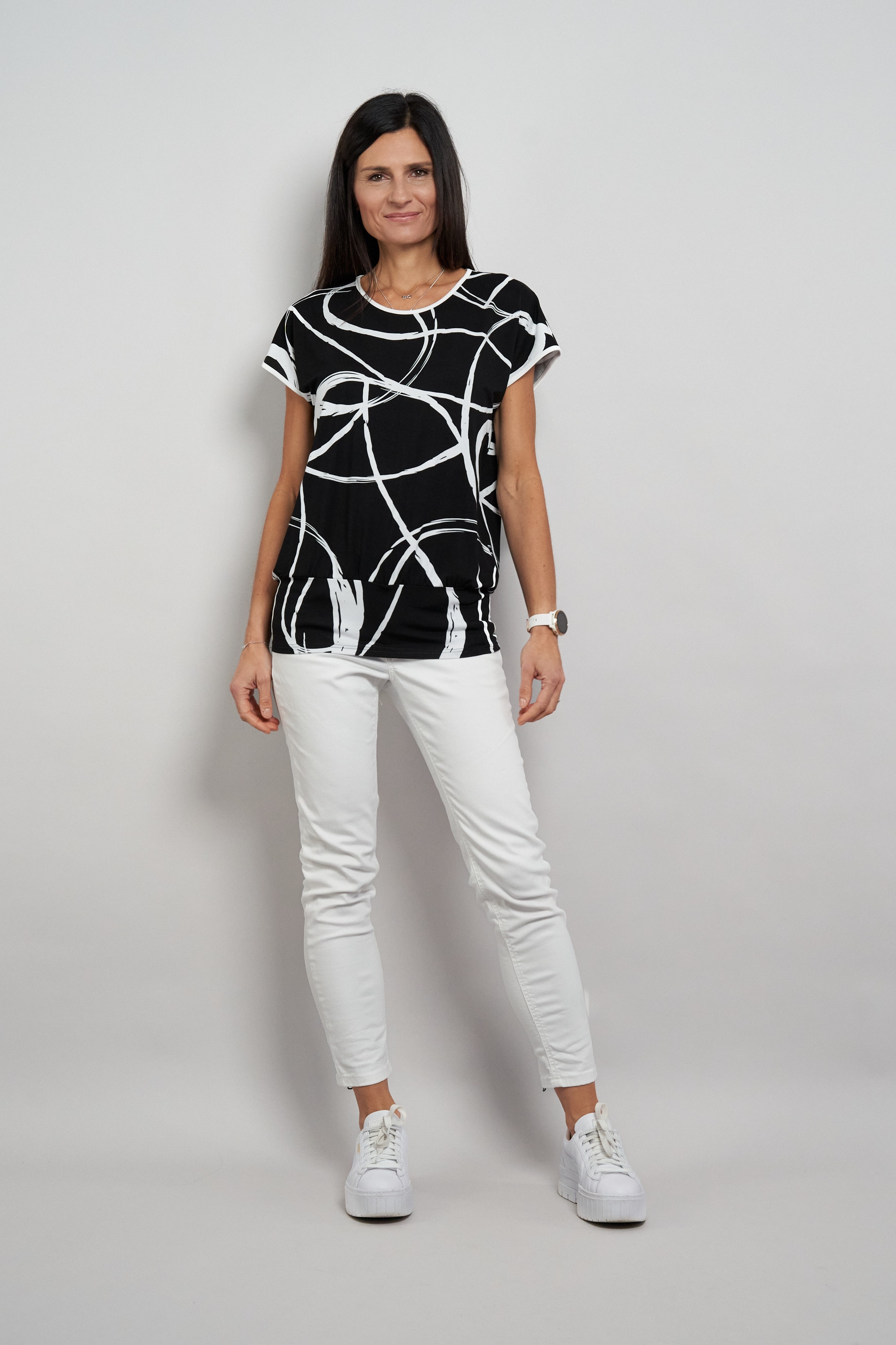 Seidel Moden T-shirt à manches courtes mit grafischem Muster - Rundhals  - MADE IN GERMANY