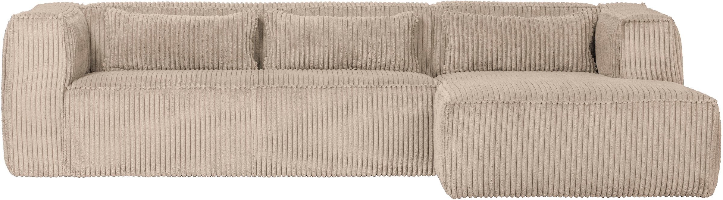 Image of WOOOD Ecksofa "Bean Bezug Rechts mit hoher Sitzkomfort, H 73 x B 305 x T 96/175 cm" Ripsstoff, Tragkraft 400 kg, pfleigleicht, Gute Verschleissfestigkeit