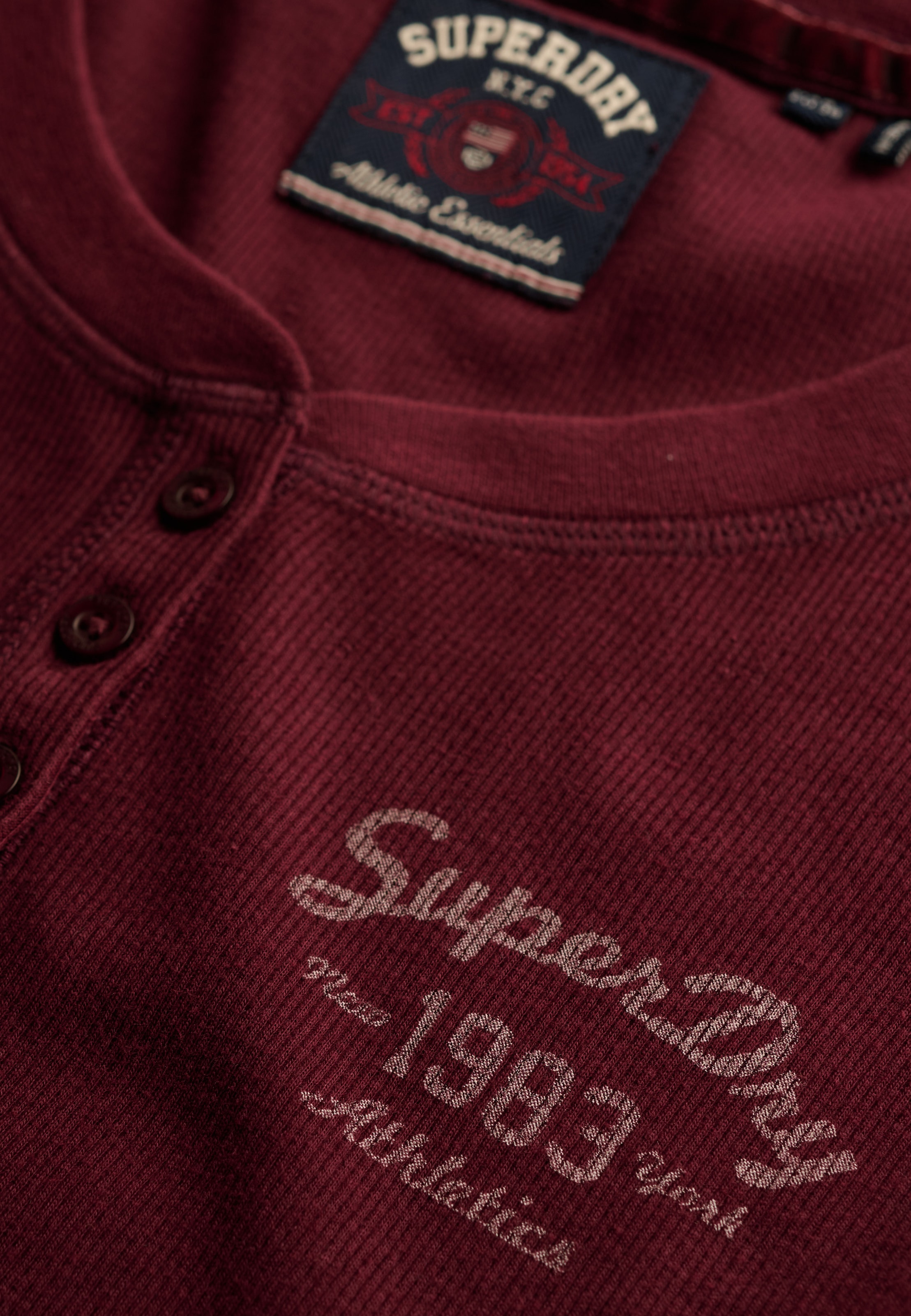 Superdry T-shirt Henleys »ATHLETIC BUTTON DOWN LS TOP« Baumwollmischung, skinny fit