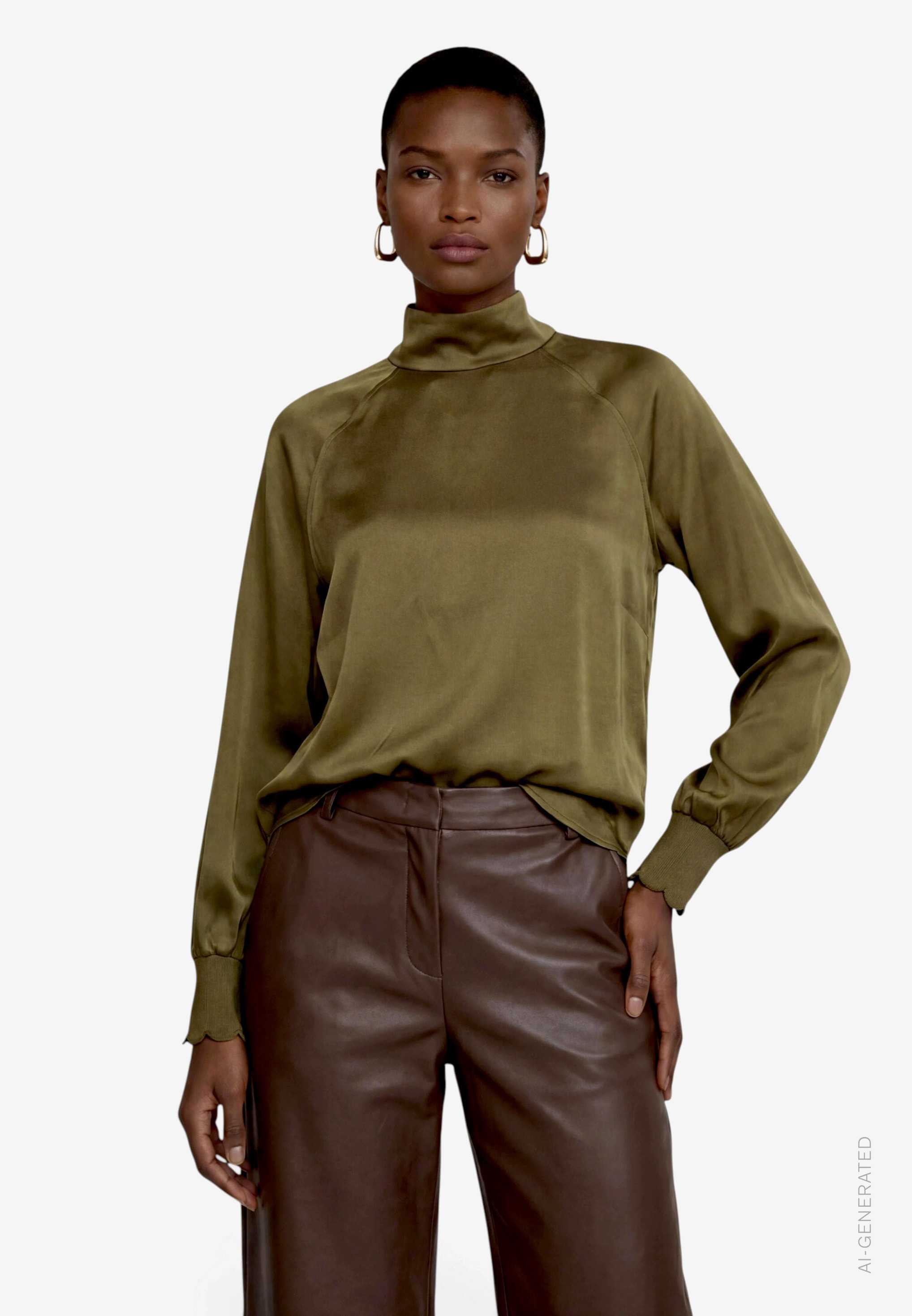 Image of Zero Satinbluse mit Stehkragen und Cut-Out im Nacken