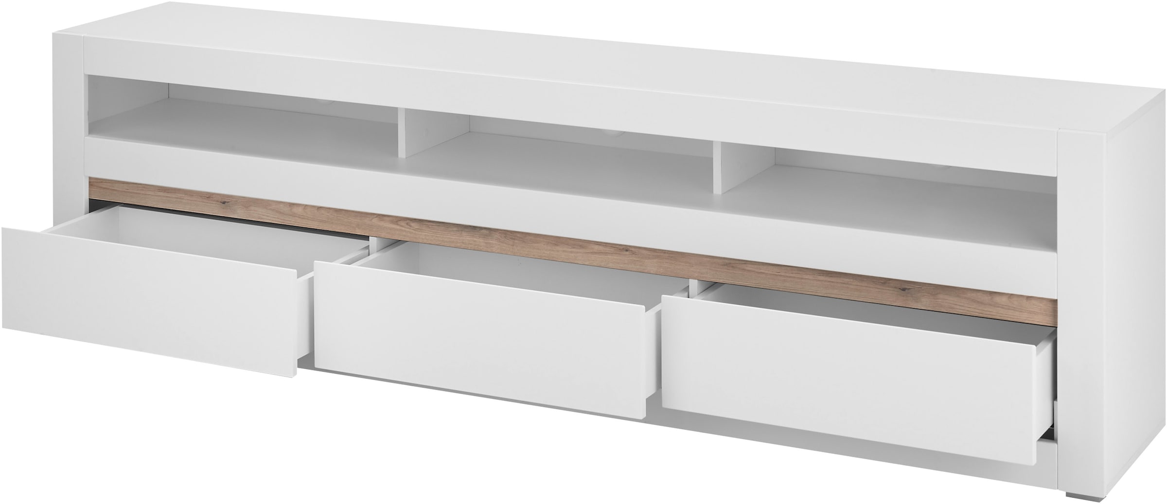 INOSIGN Lowboard »Chester, moderner TV-Unterschrank, Kommode mit Stauraum, Weiss Matt«, (1 St.), austauschbare Blende in Griffleiste, zeitloses Design, 217 cm breit